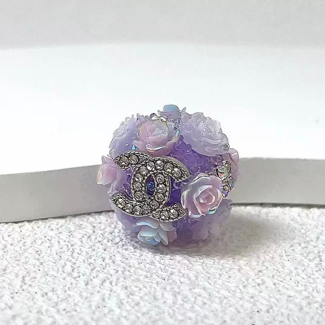 Rose Flower Sugar Beads, Sparkling Rhinestone Decor Large Hole Beads for DIY Beadable Pen, Jewelry Making, Handmade Craft Supplies