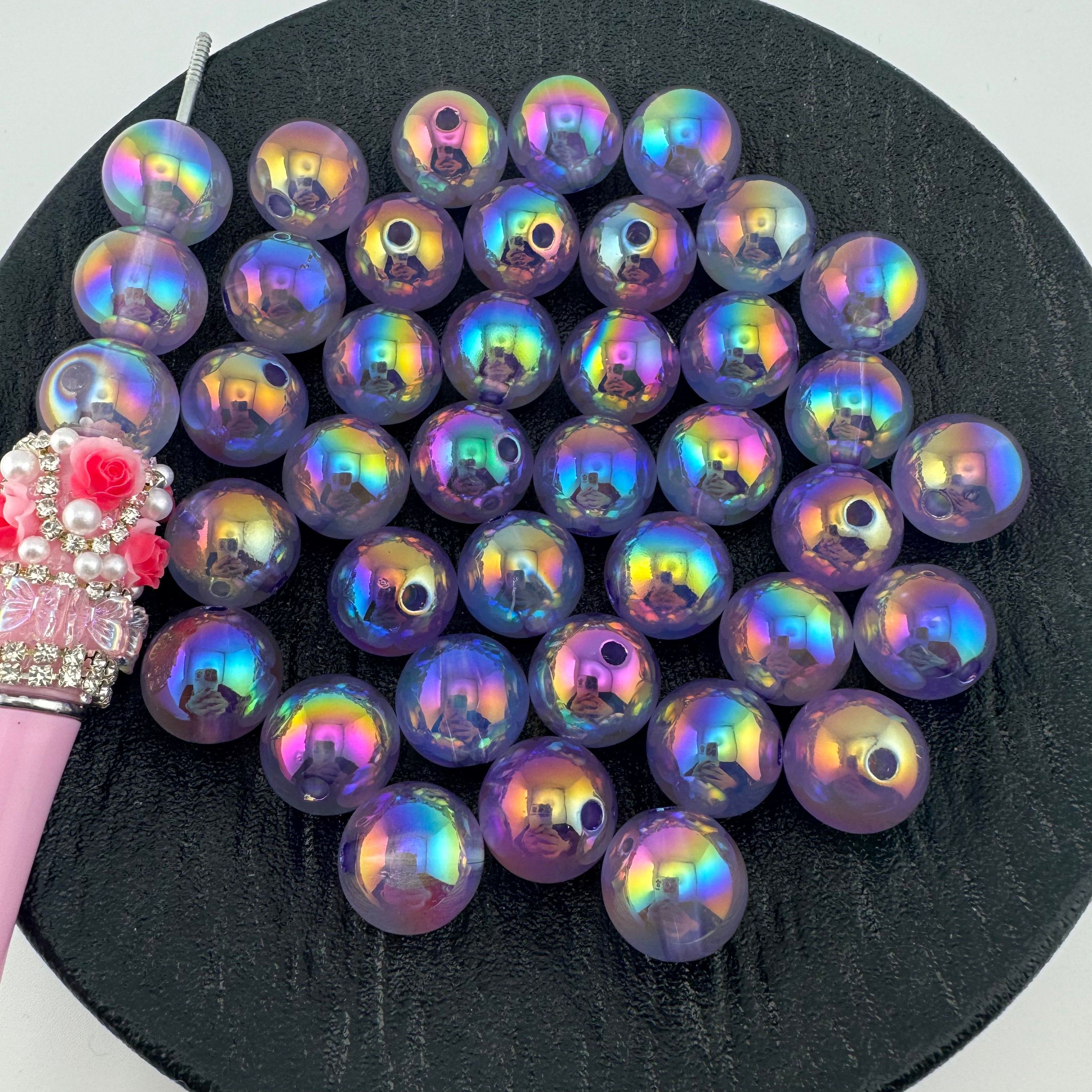 FS1706-Clear Purple Glowing Acrylic Beads Fit For Beadable Pens