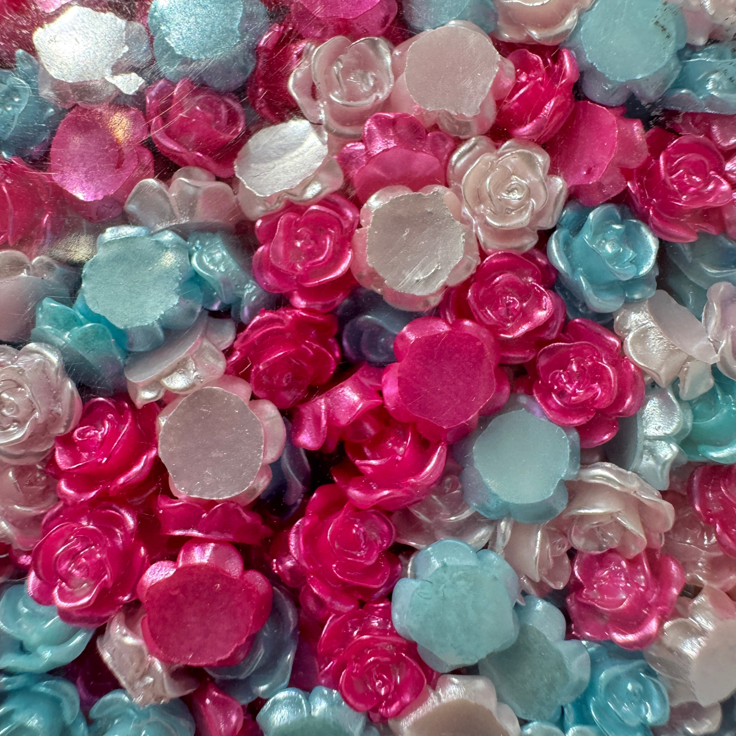 FS1059-6mm Pearl Looking Rose Flower Nail Charms For Making Fancy Beads Or Fancy Beadable Pens For DIY Project Zoe DIY Wholesale