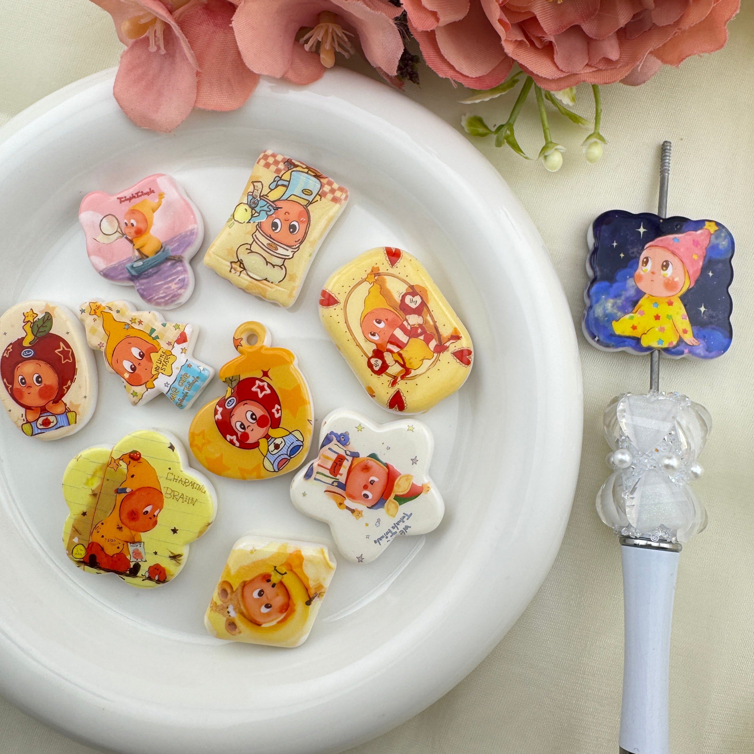 FS6741-Star Man Printed Acrylic Beads Zoe's DIY Shop