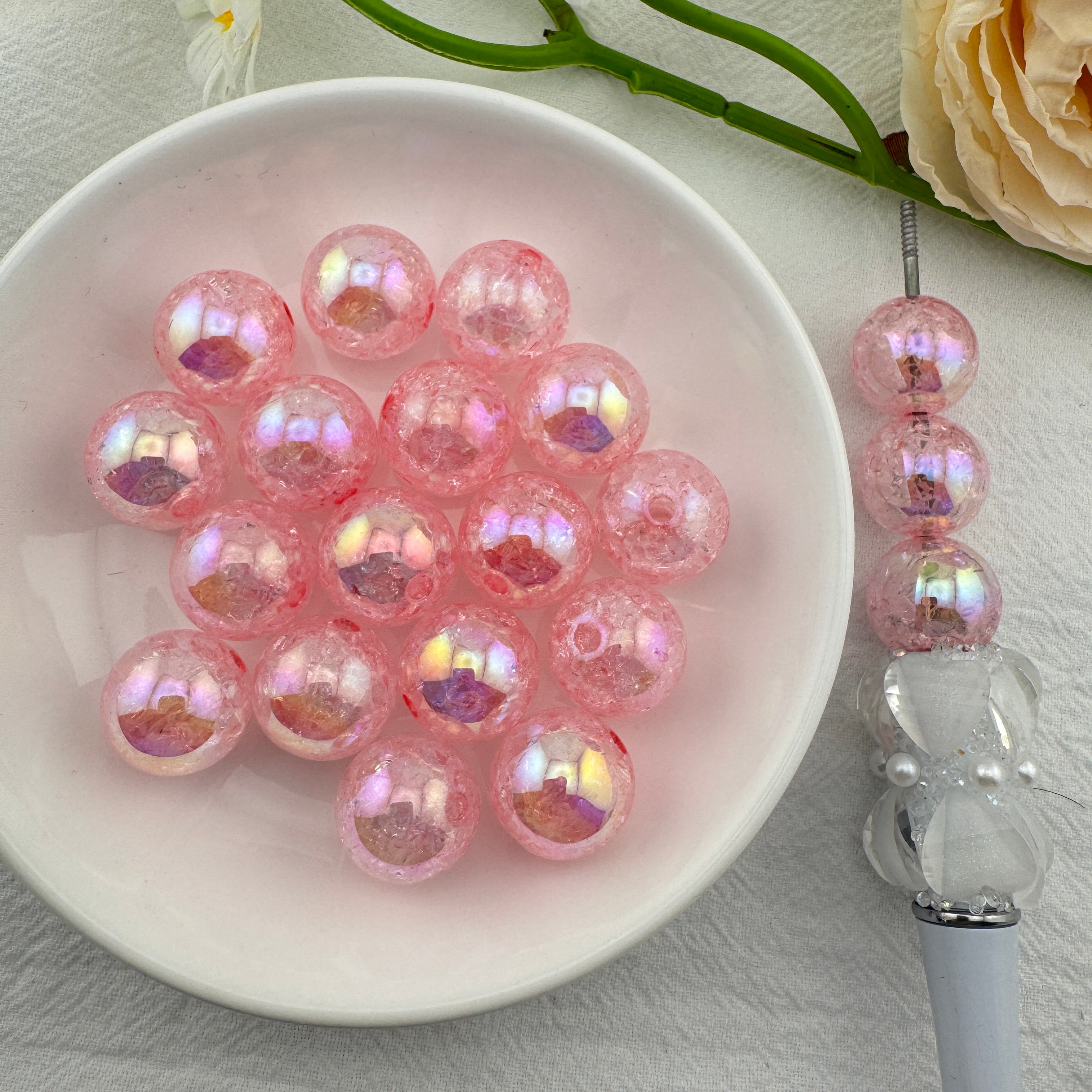 FS6751-16mm Cracked UV Coating Acrylic Beads Zoe's DIY Shop