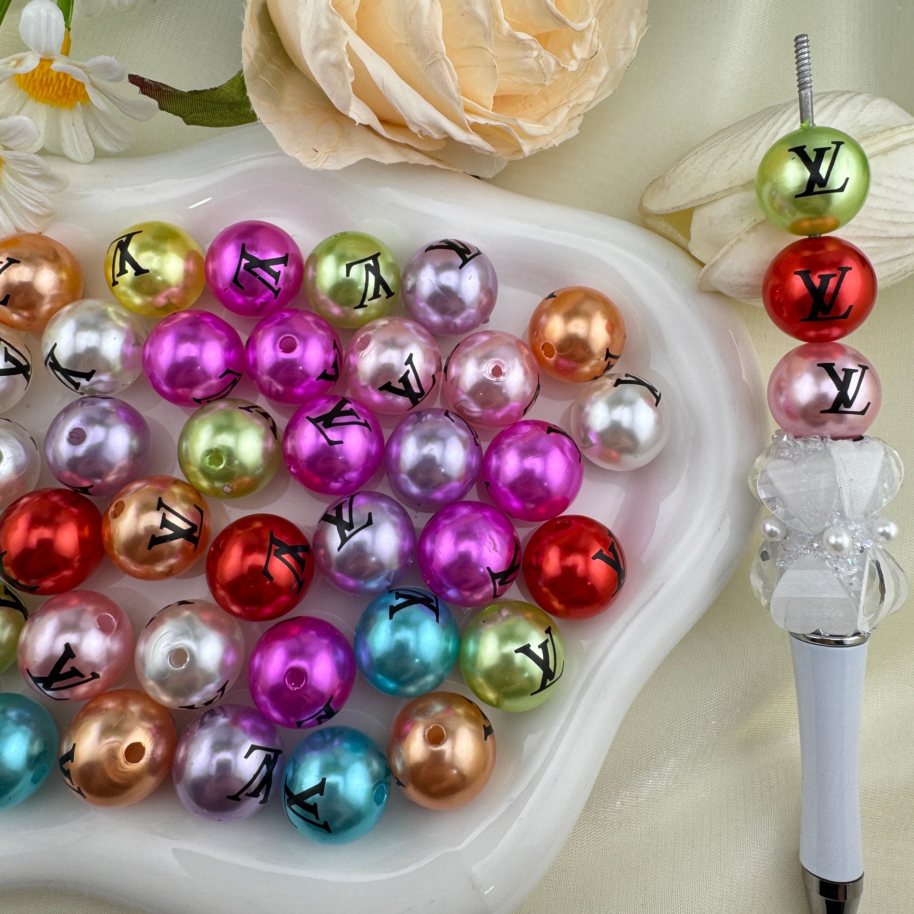 FS6823-16mm Random Mixed Color Pearl Looking Acrylic Beads Zoe DIY Wholesale