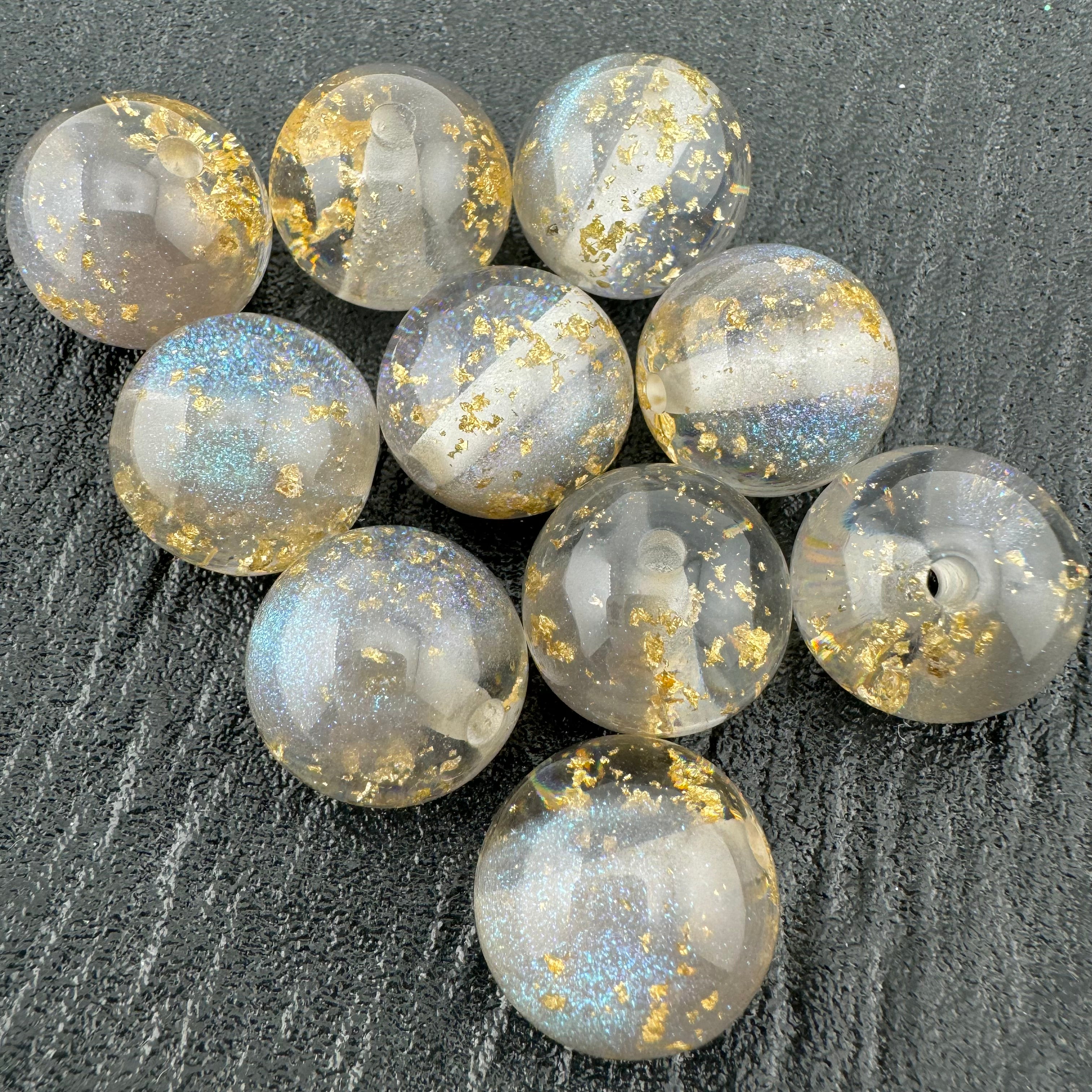 FS1938-20MM Gold Foil Resin Beads Fit For Beadable Pens