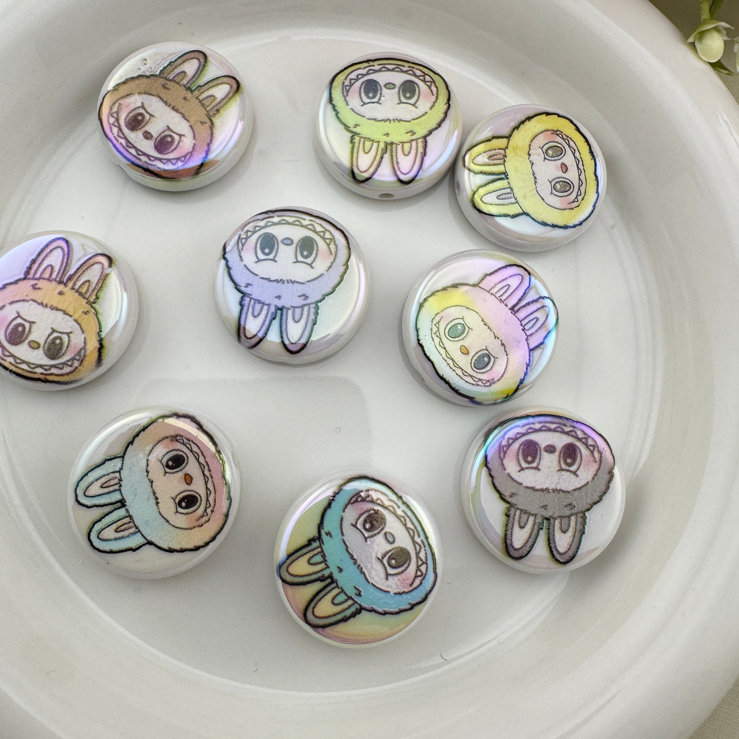 FS6733-20mm Round Plate Printed Acrylic Beads Zoe's DIY Shop