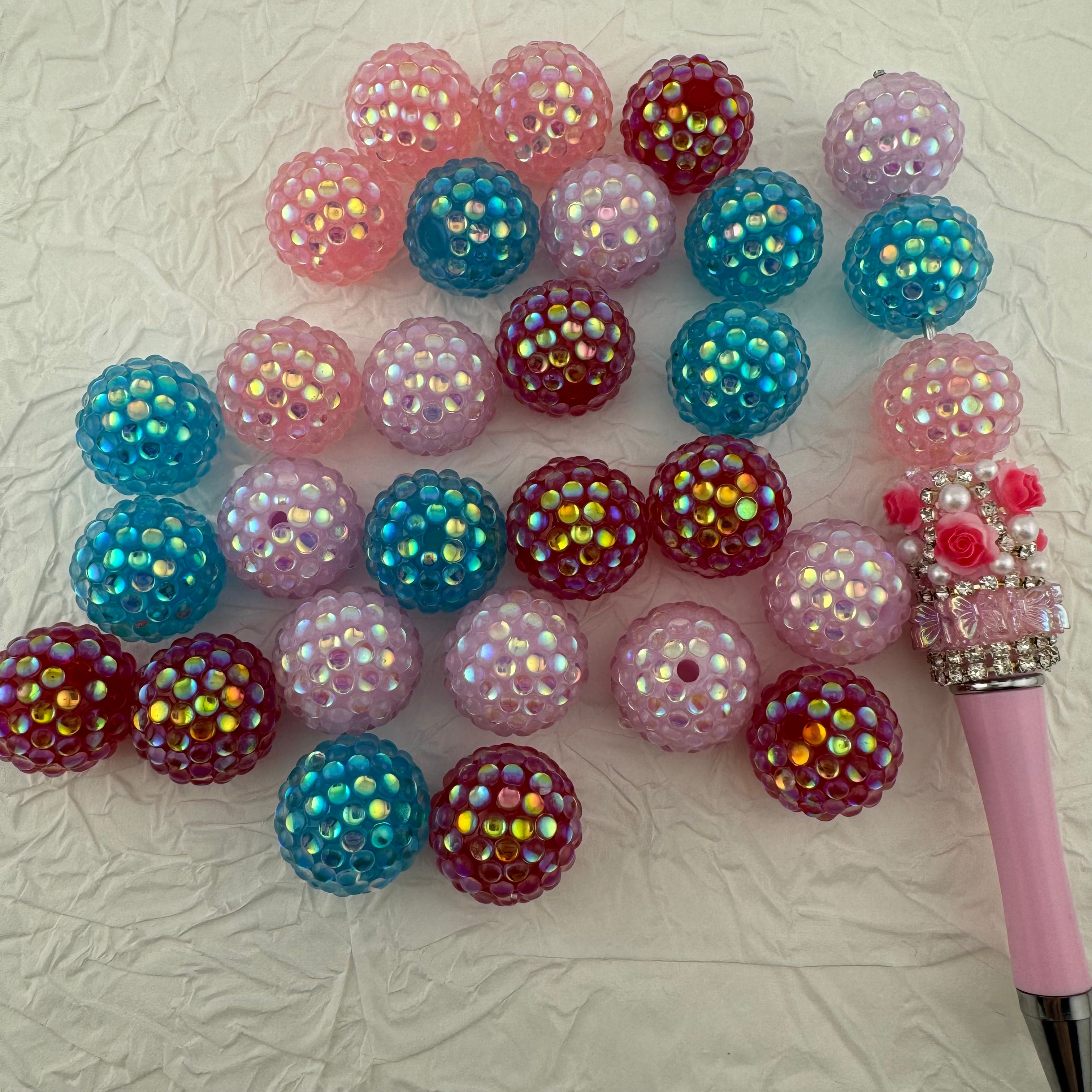 FS0547-20MM Random Mixed Color Resin Beads Fit For Beadable Pens