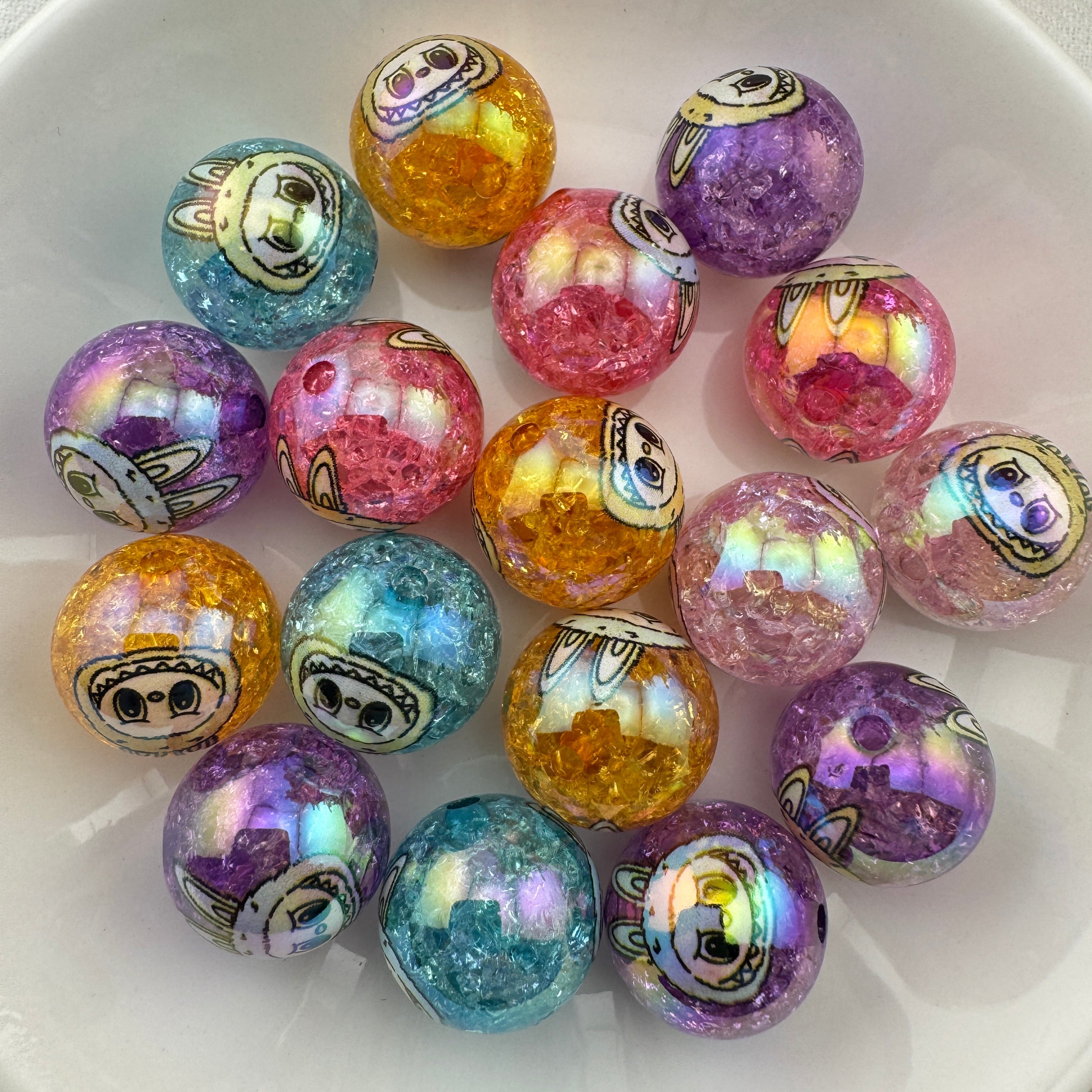 FS6699-16mm Cracked LBB Printed Acrylic Beads Zoe's DIY Shop