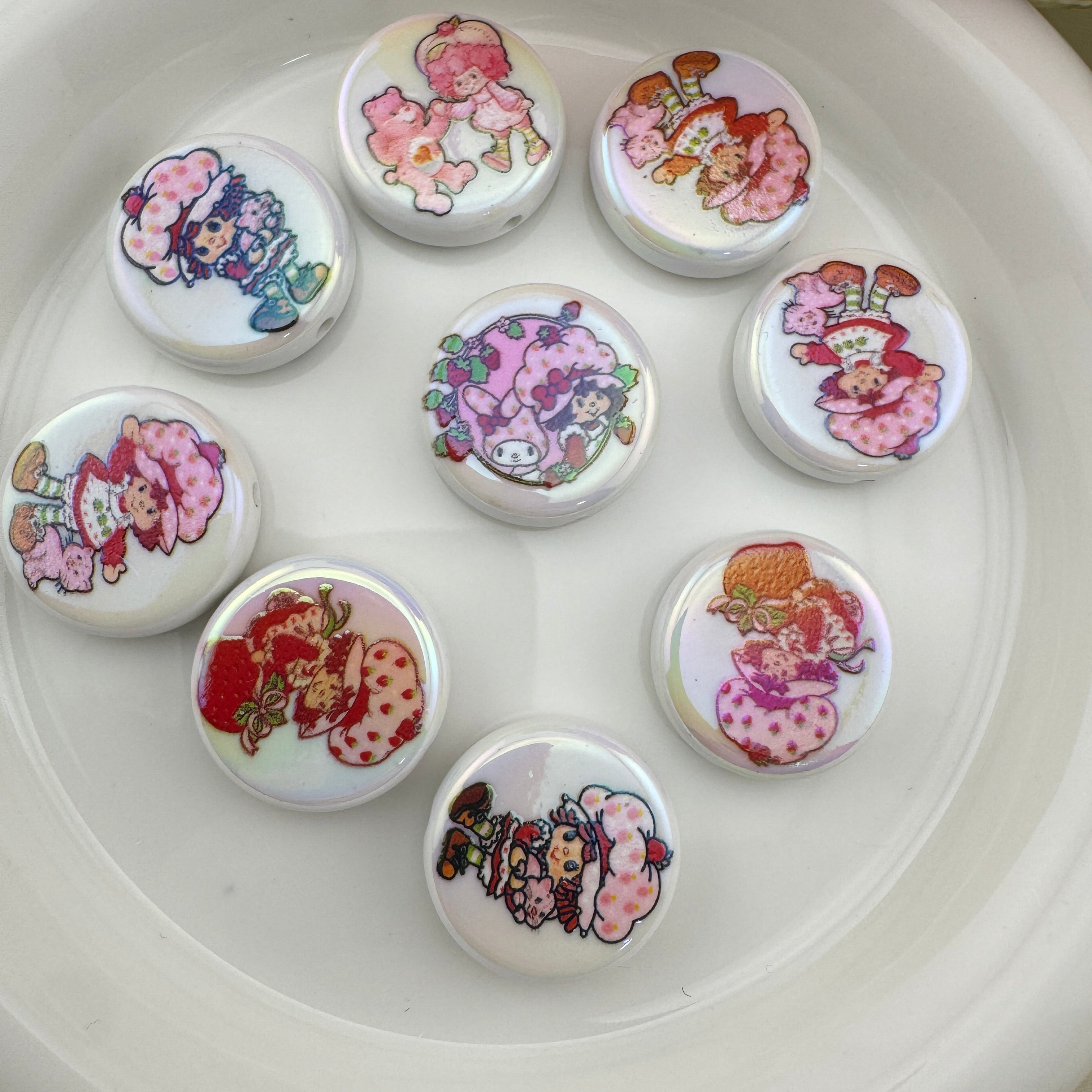 FS6734-20mm Strawberry Girl Printed Acrylic Beads Zoe's DIY Shop