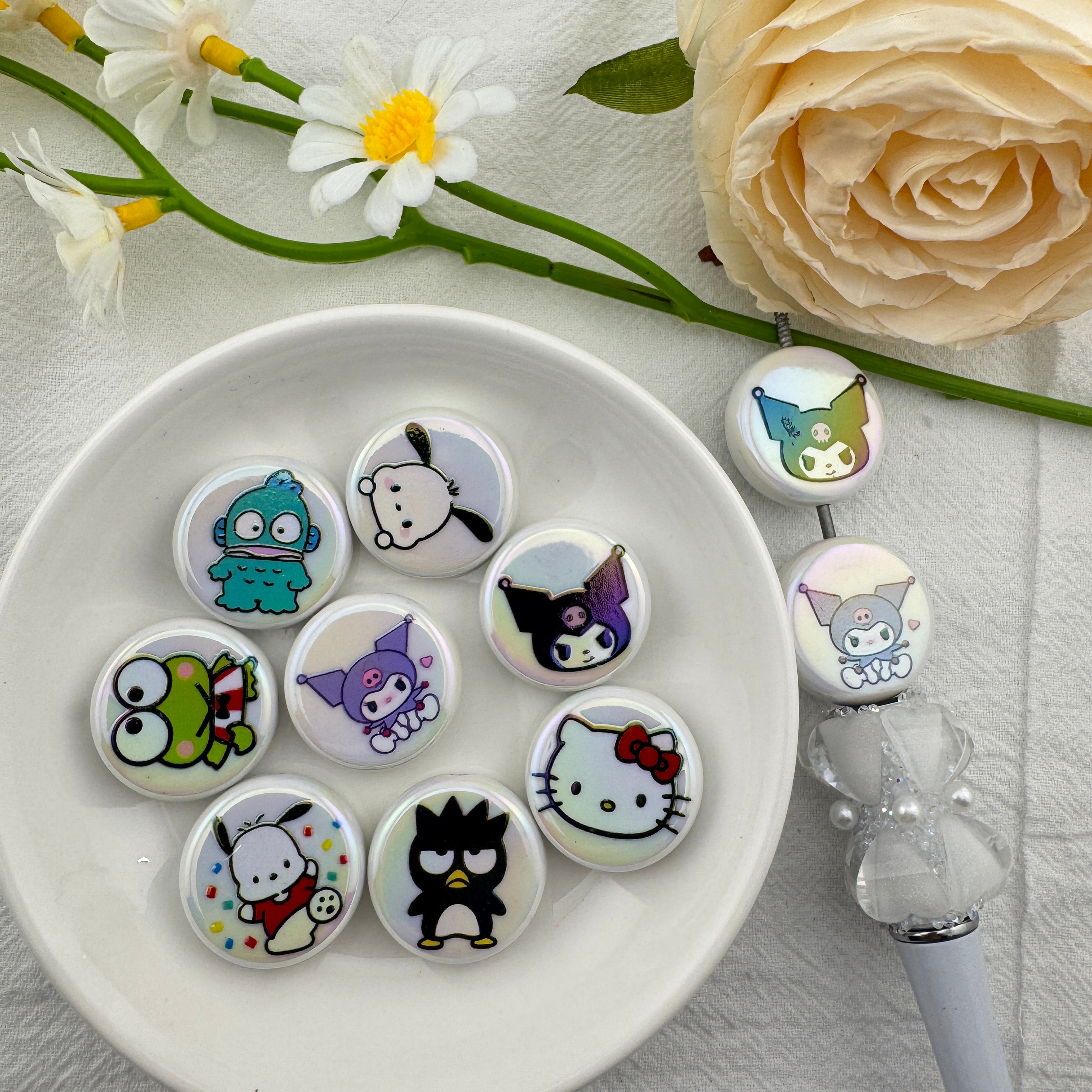 FS6702-20mm Sanrio Printed Round Plate Acrylic Beads Zoe's DIY Shop