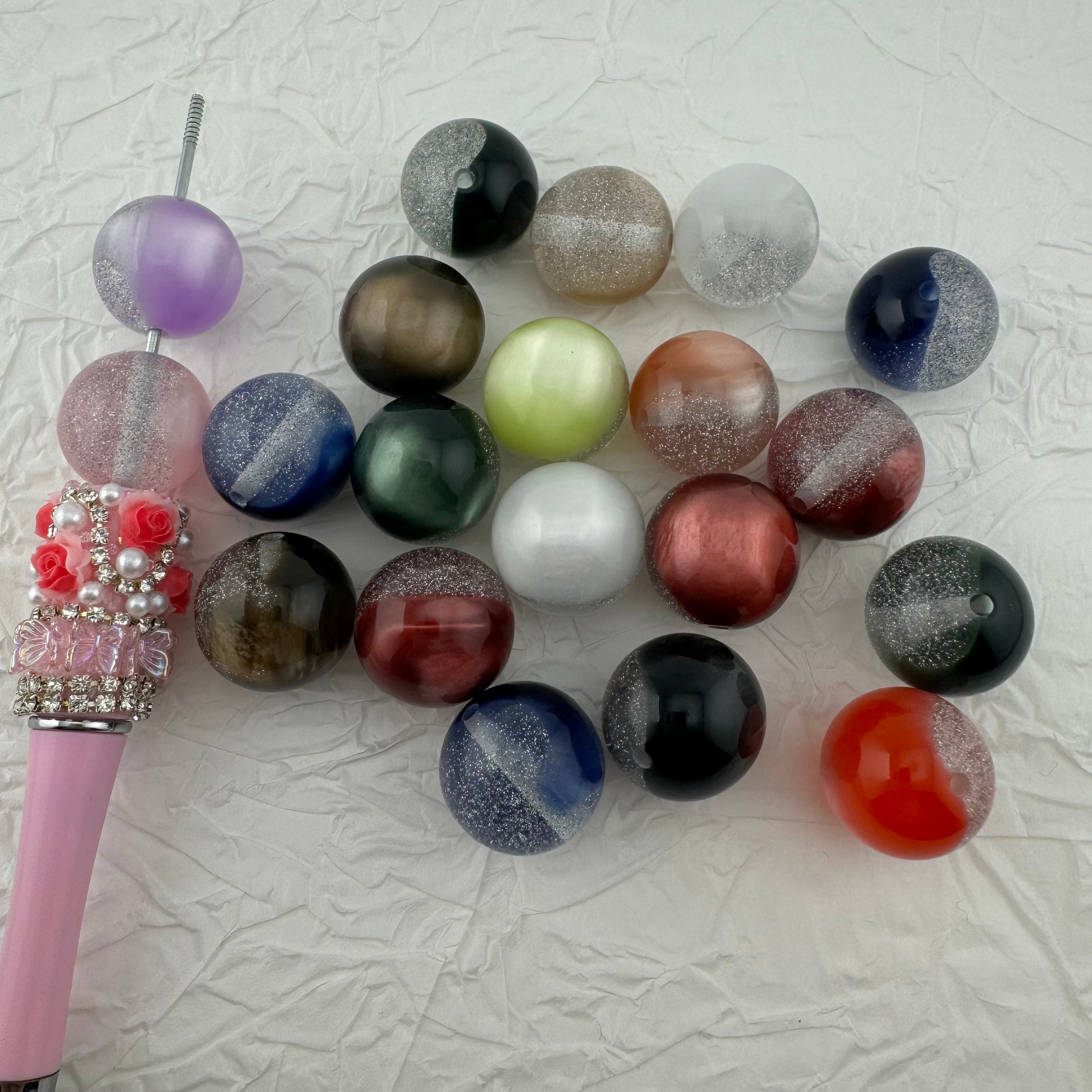 FS2405-20MM Glitter Resin Beads Fit For Beadable Pens