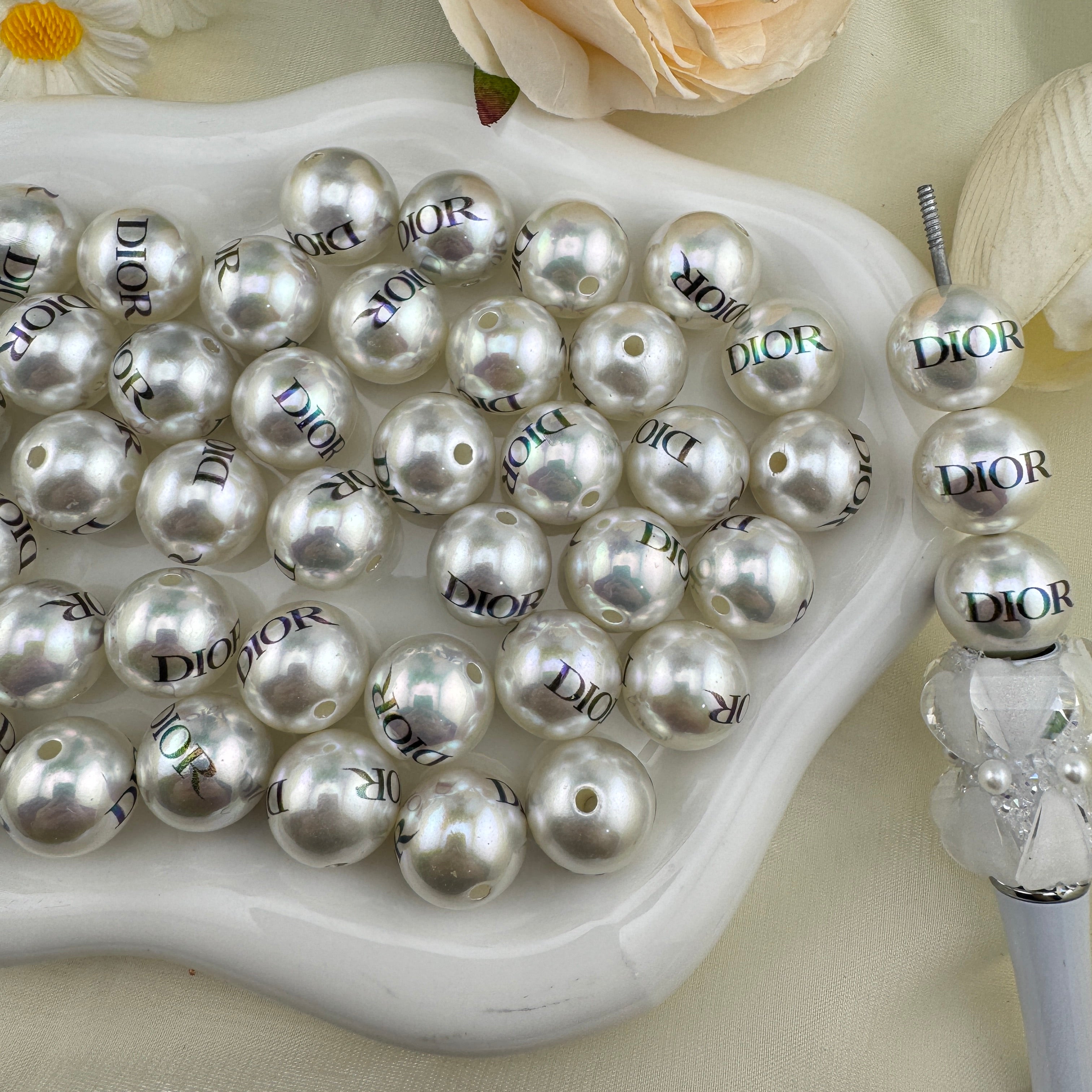 FS6825-16mm UV Coating Pearl Looking Acrylic Beads Zoe DIY Wholesale