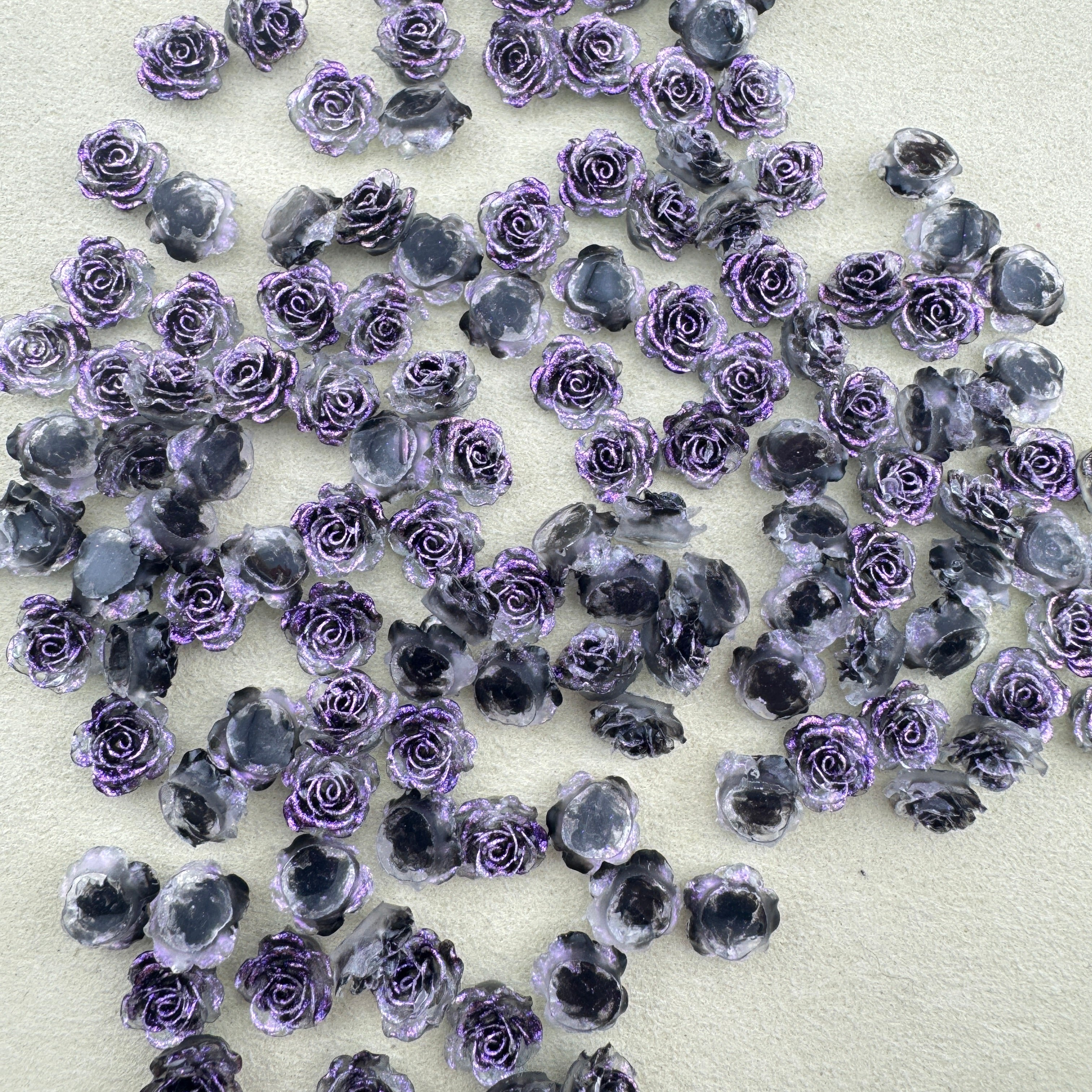 FS6364-10mm Glitter Soft Flower Nail Charms Zoe's DIY Shop