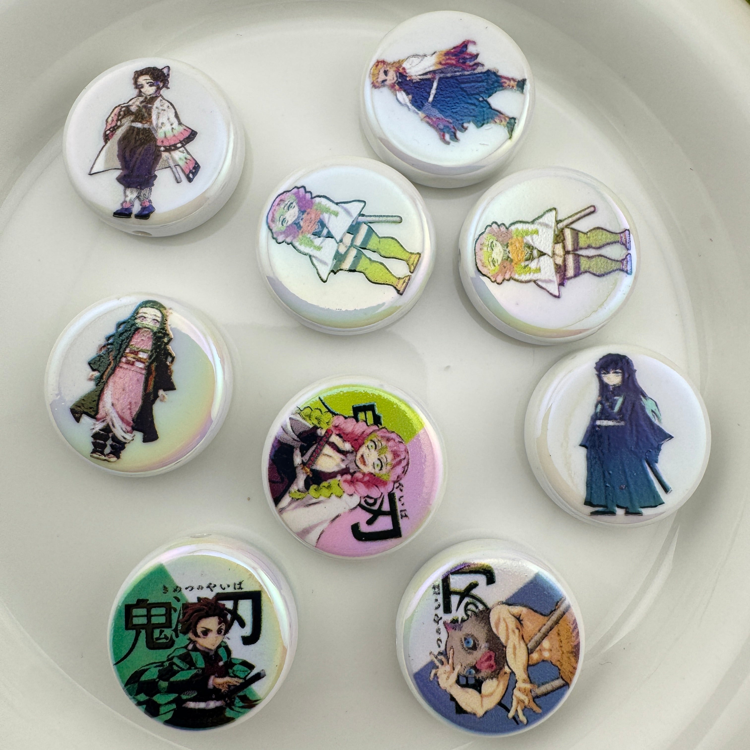 FS6703-20mm Demon Slayer Round Plate Printed Acrylic Beads Zoe's DIY Shop