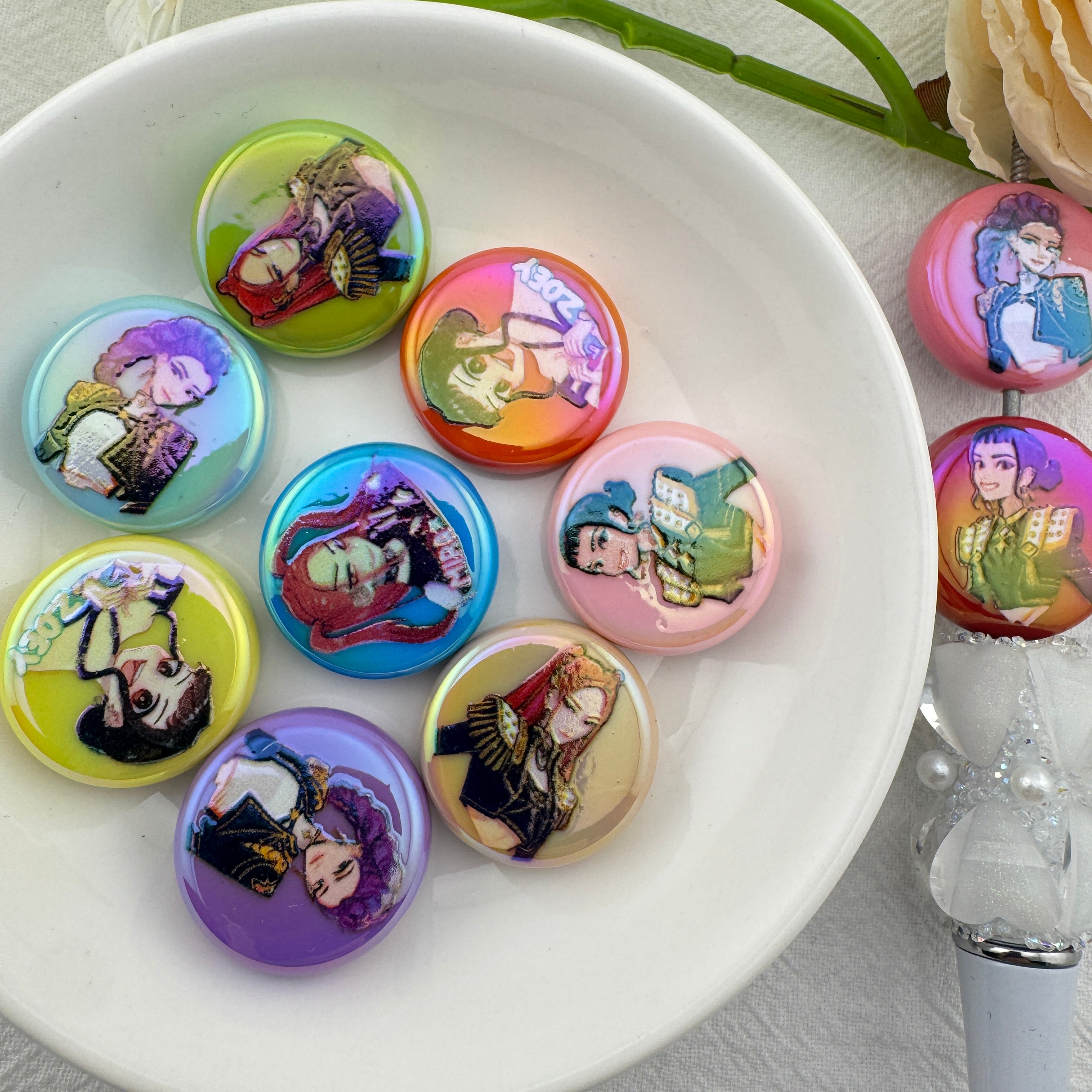 FS6748-20mm K-Pop Printed Round Plate Acrylic Beads Zoe's DIY Shop