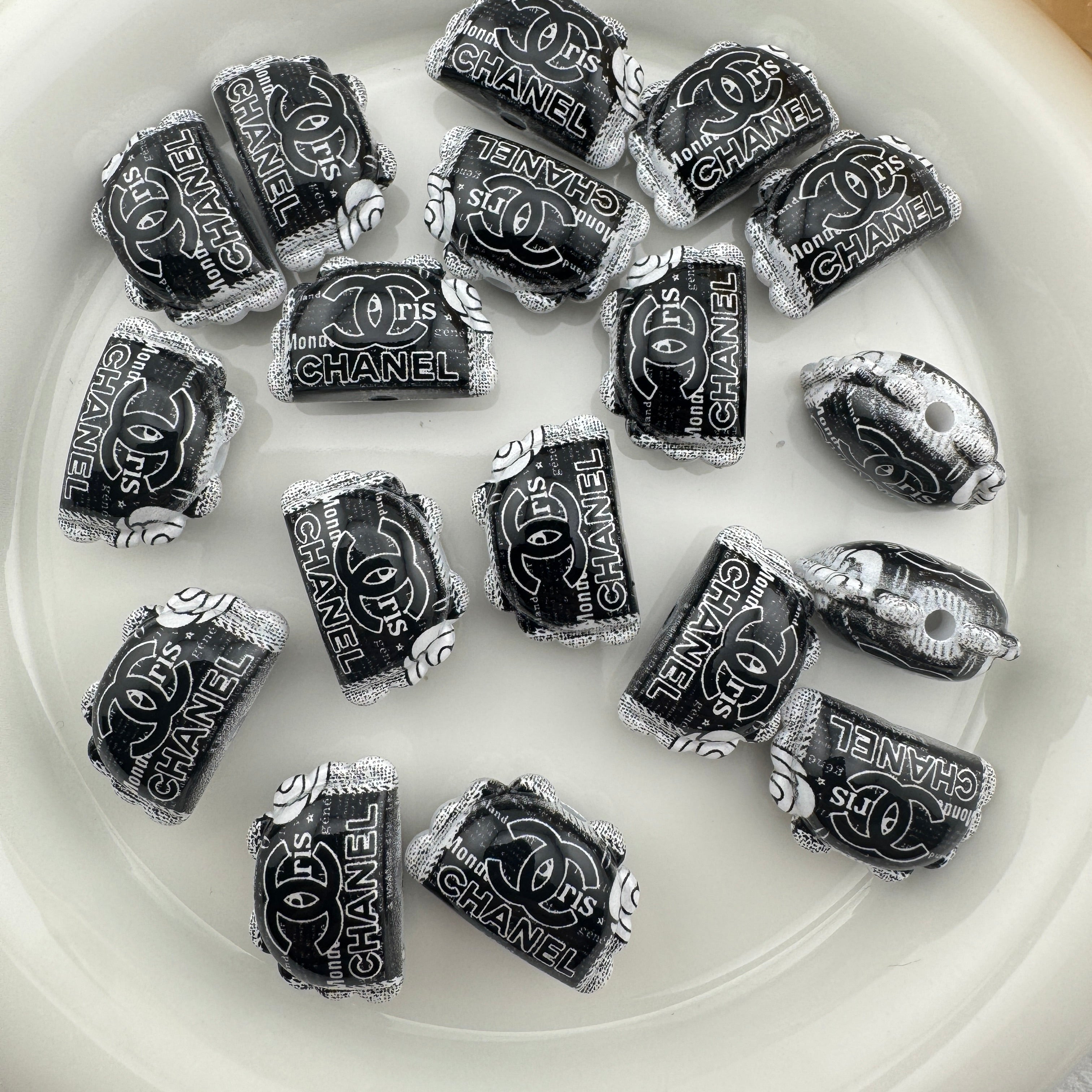 FS6713-13×22mm Bag Shape Printed Acrylic Beads Zoe's DIY Shop