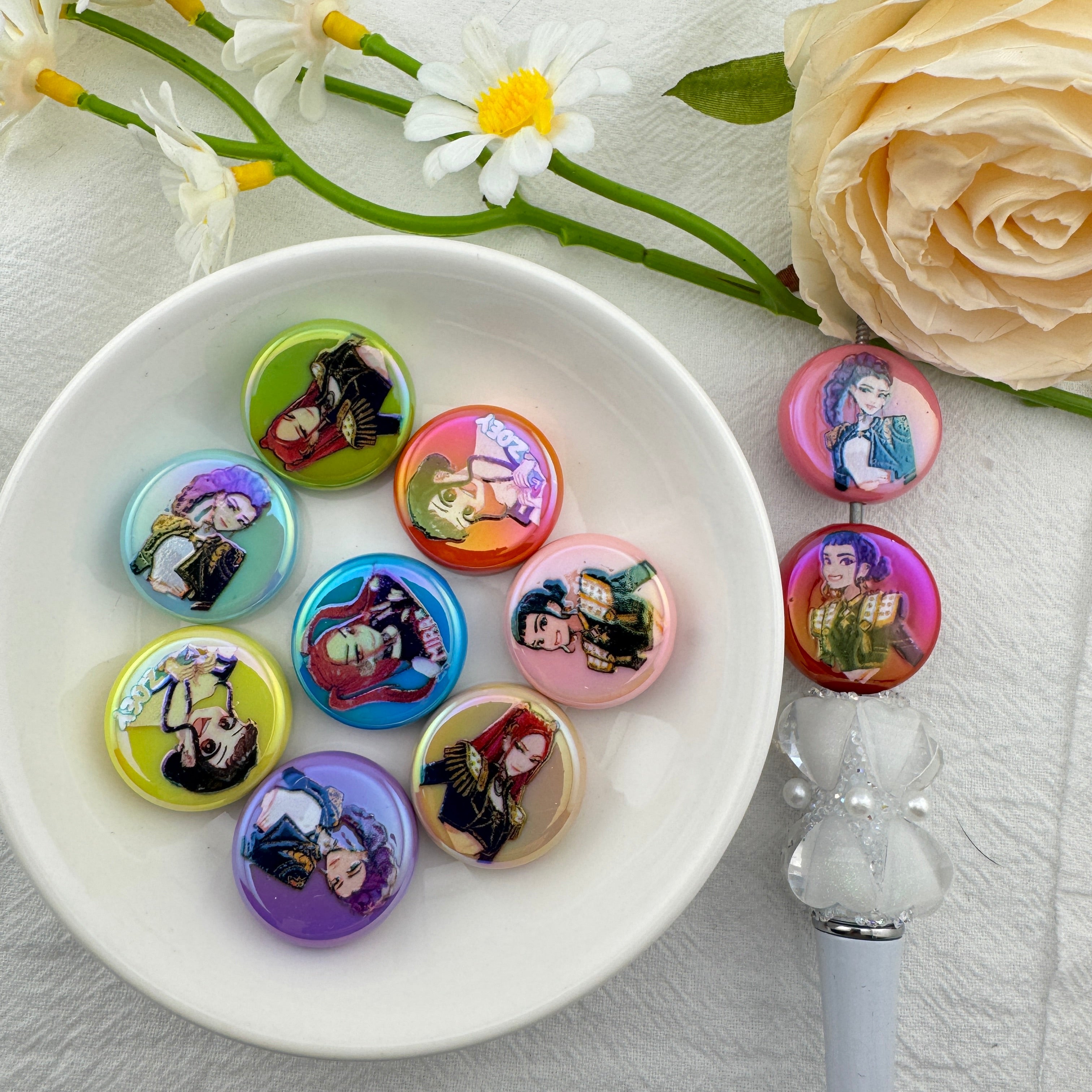 FS6748-20mm K-Pop Printed Round Plate Acrylic Beads Zoe's DIY Shop