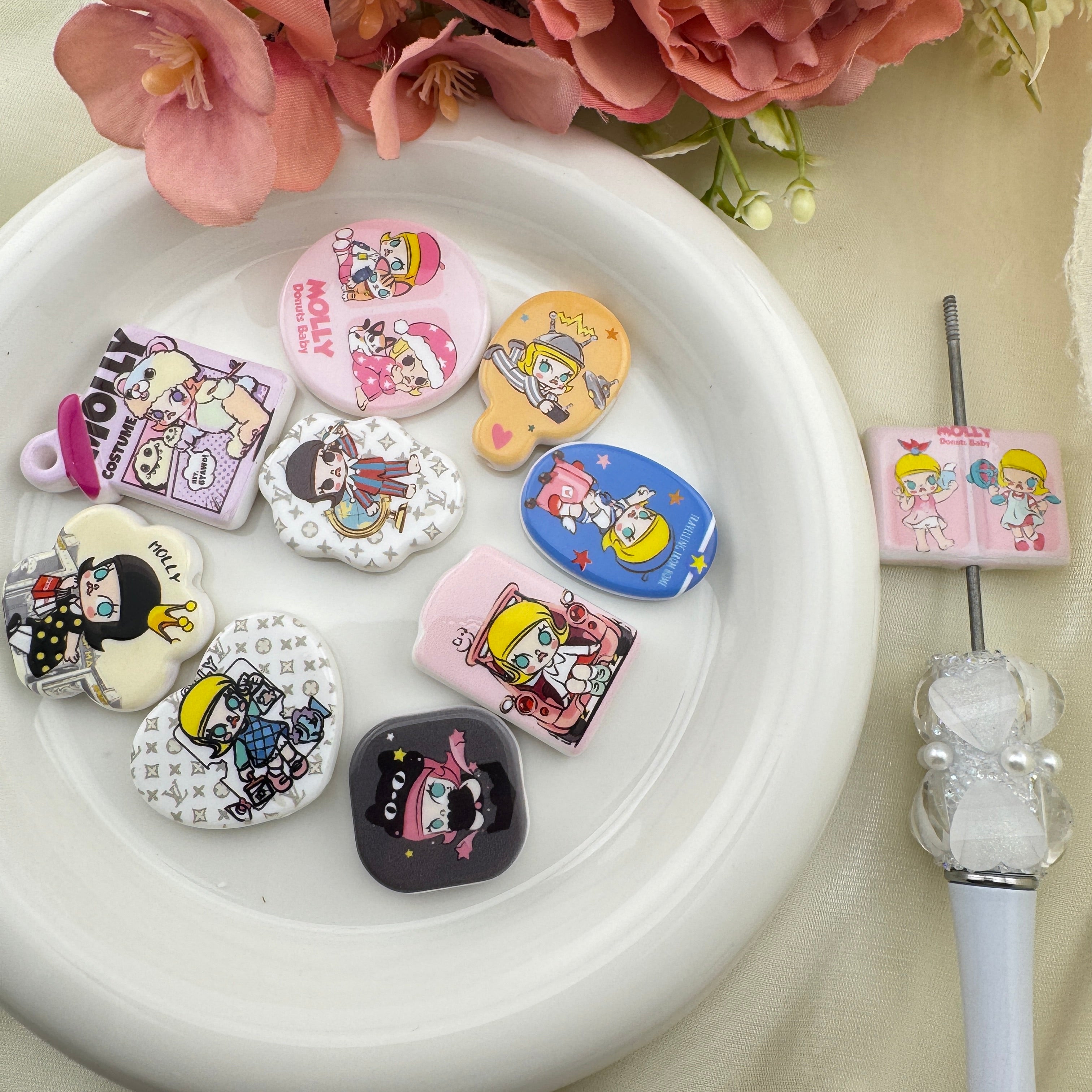 FS6744-Molly Mixed Printed Acrylic Beads Zoe's DIY Shop