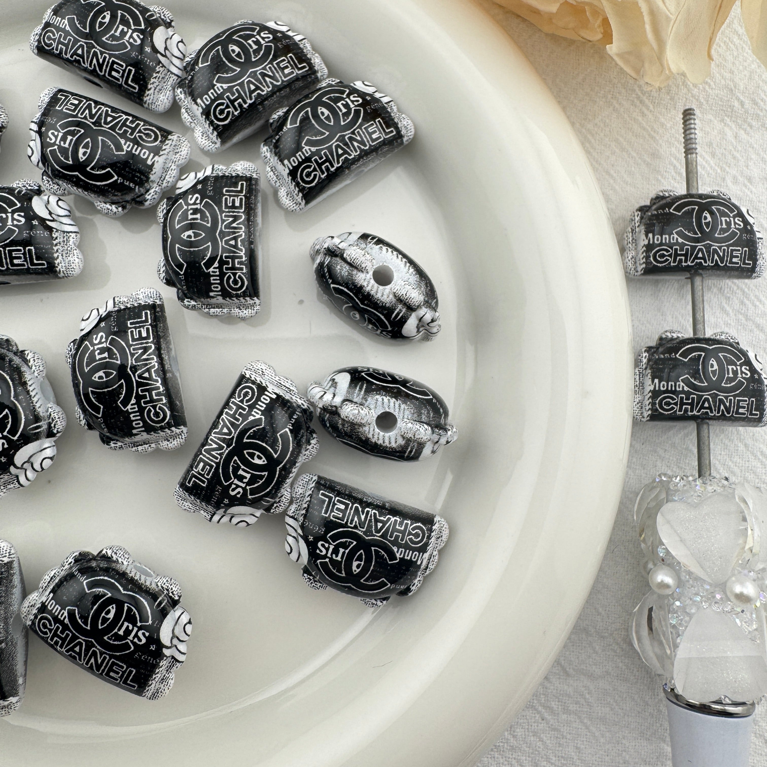 FS6713-13×22mm Bag Shape Printed Acrylic Beads Zoe's DIY Shop