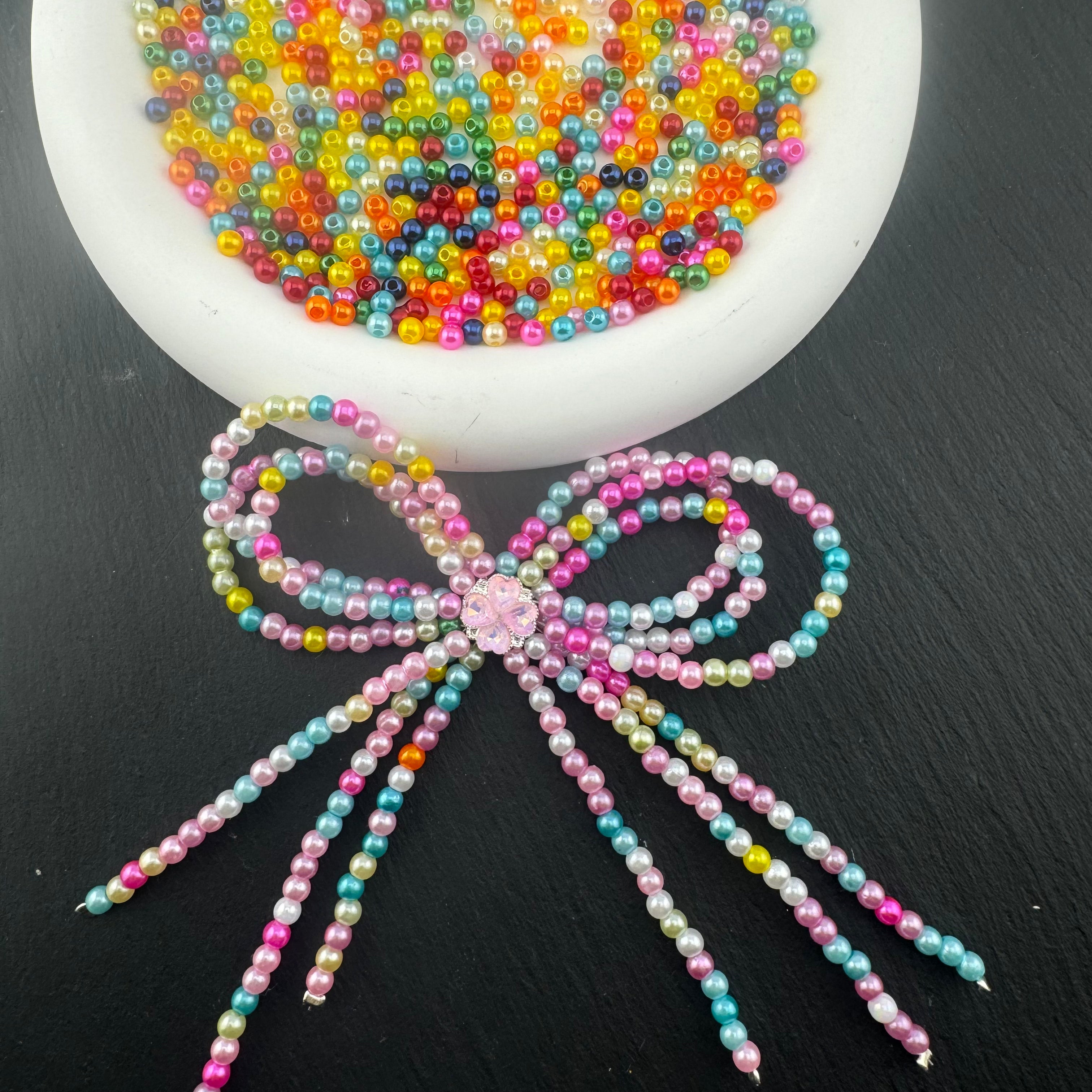 FS2174-4mn Random Mixed Color Pearl Looking Acrylic Beads (The Hole not for Pen(