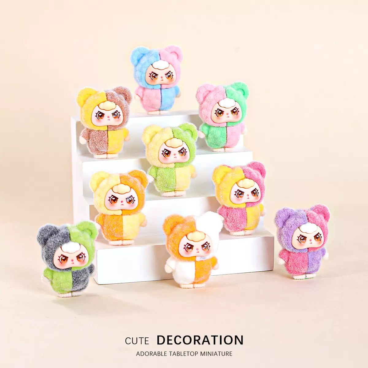 FS5161-3.1×2.3×3.7cm Flocked Bear Resin Charms