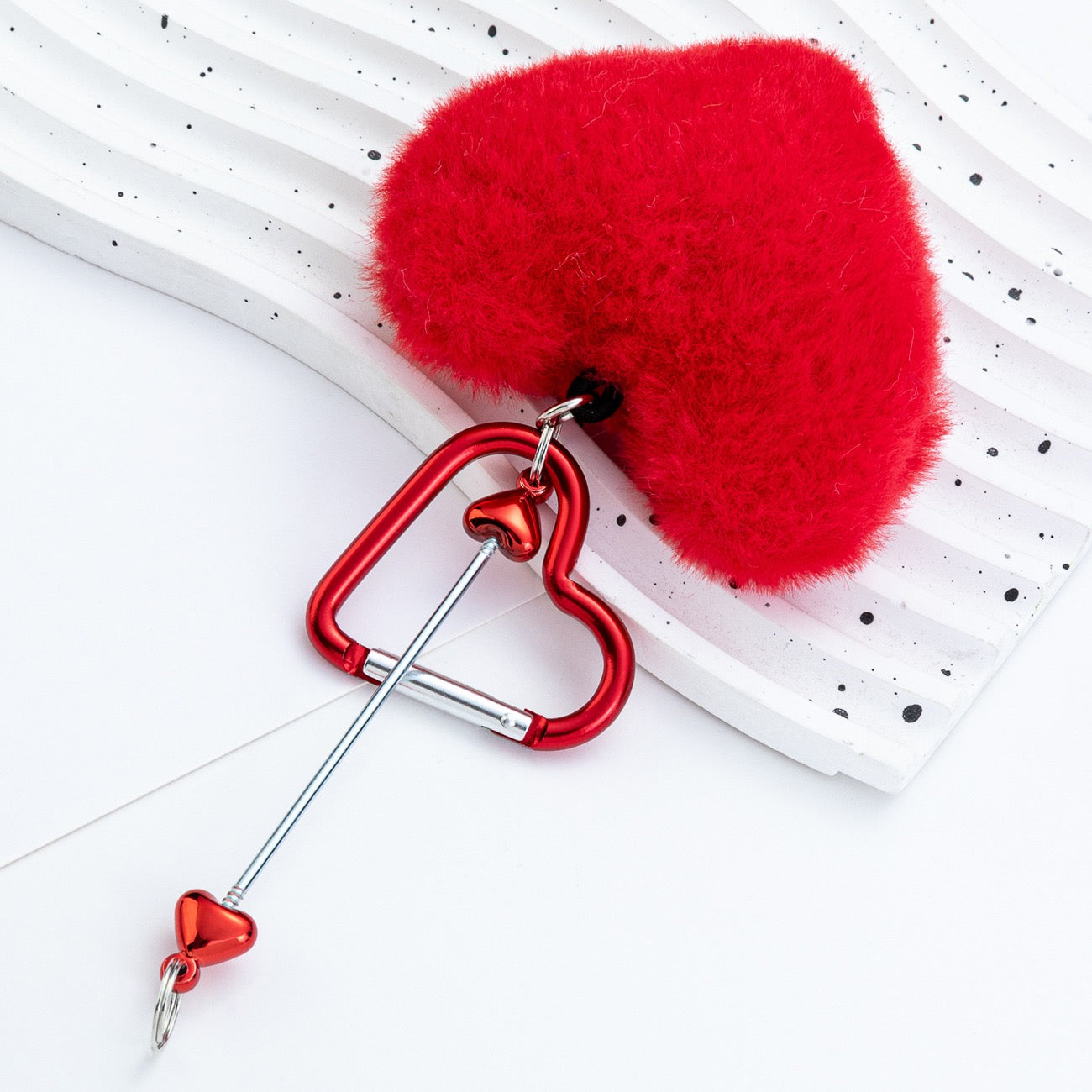 FS6070-  16*4.5cm Heart Plush Mountaineering Keychain Zoe's DIY Shop