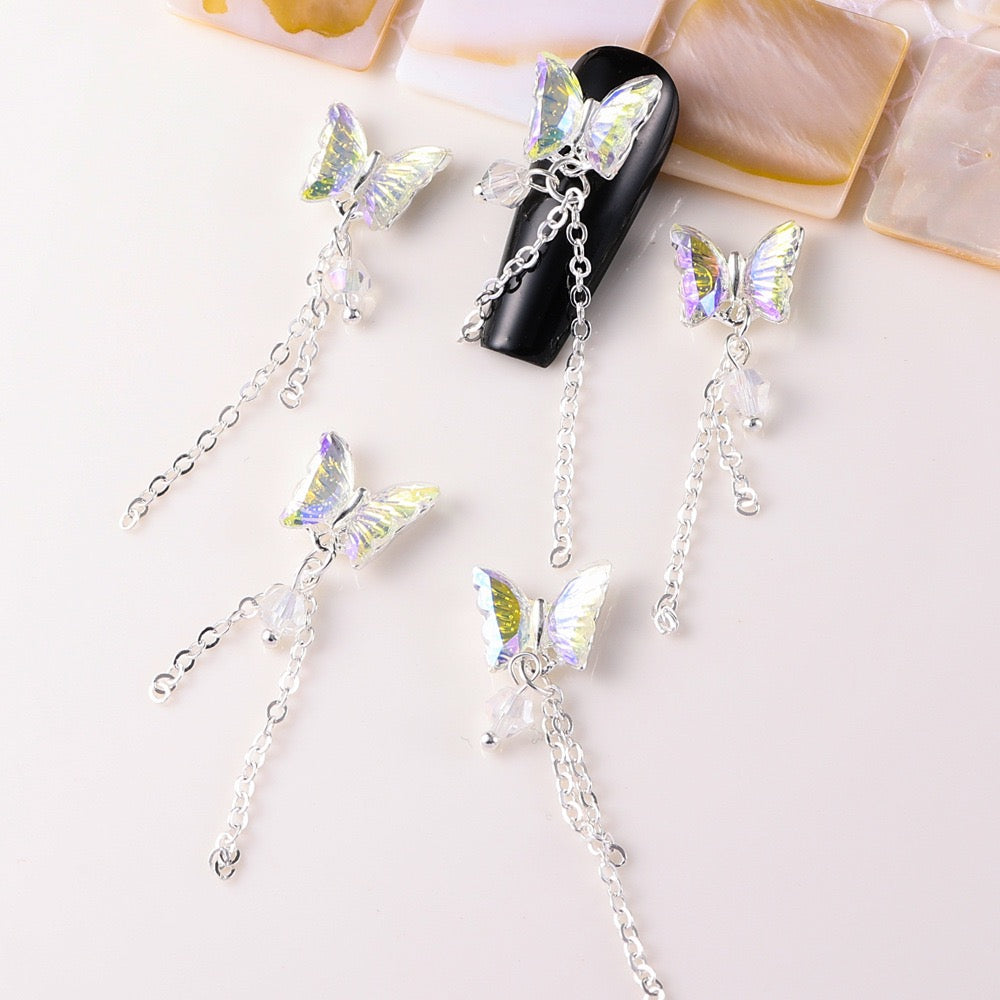 FS2732-1.2×4.2cm AB Color Butterfly Nail Charms For Making Fancy Beads Or Fancy Pen