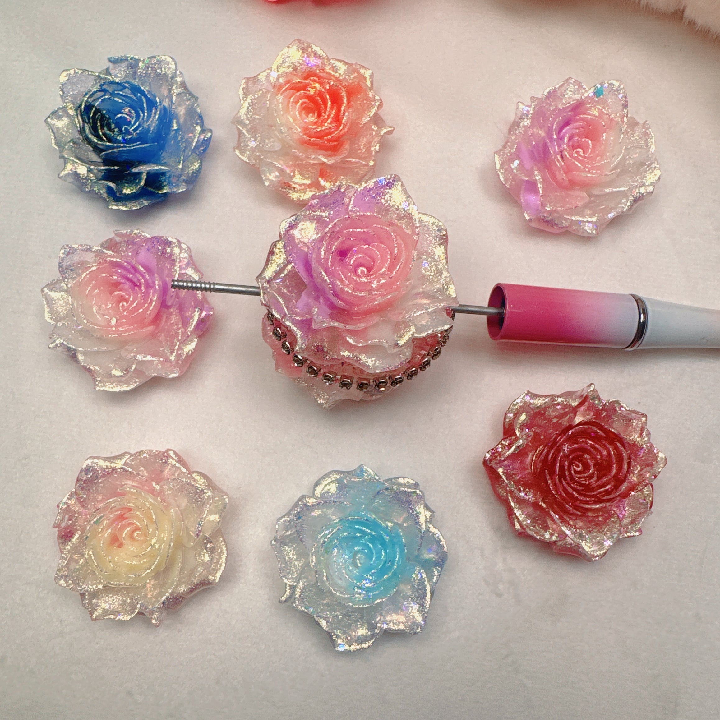 FS6749-36mm Resin Rose Flower Charm Zoe's DIY Shop