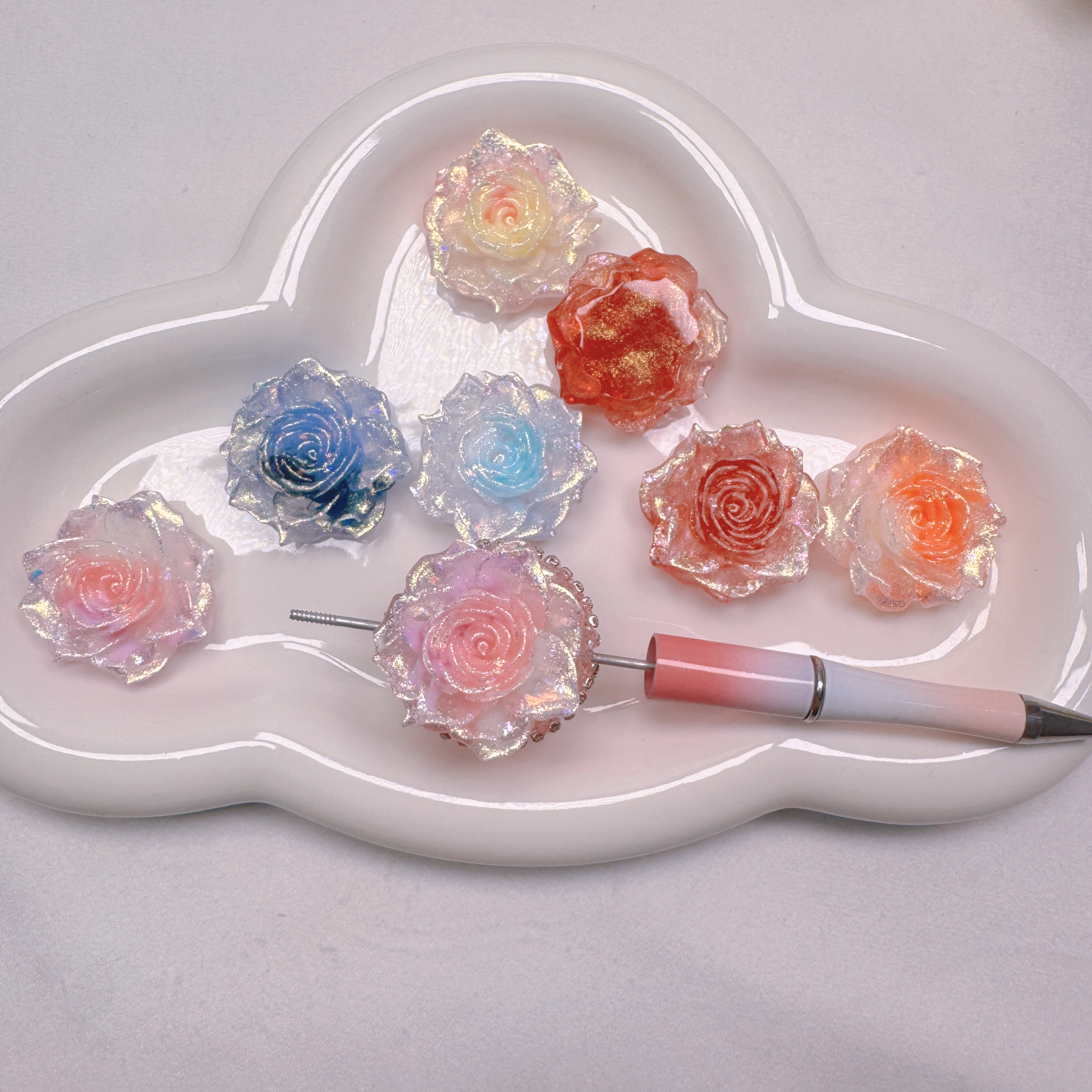 FS6749-36mm Resin Rose Flower Charm Zoe's DIY Shop