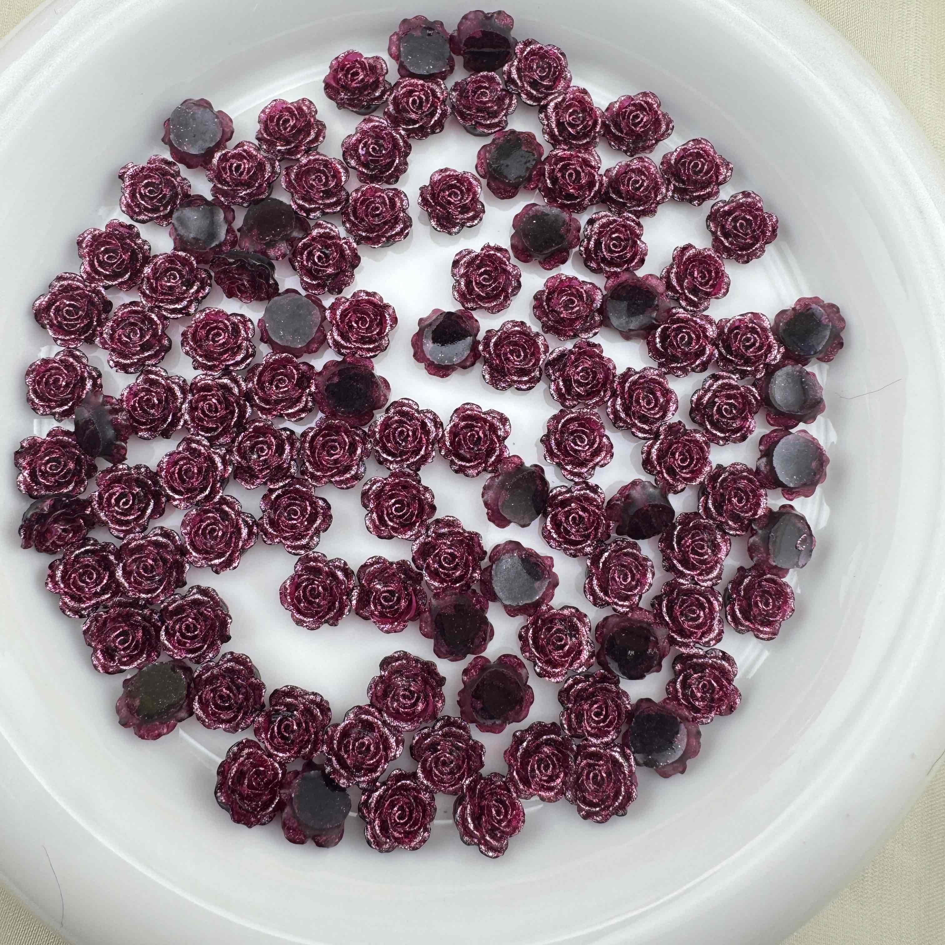 FS6534-9mm Luminous Soft Flower Charms Luminous Camellias Roses Nail Art Charms Soft Carved Leaf Flower Charms for Nails Design Zoe's DIY Shop