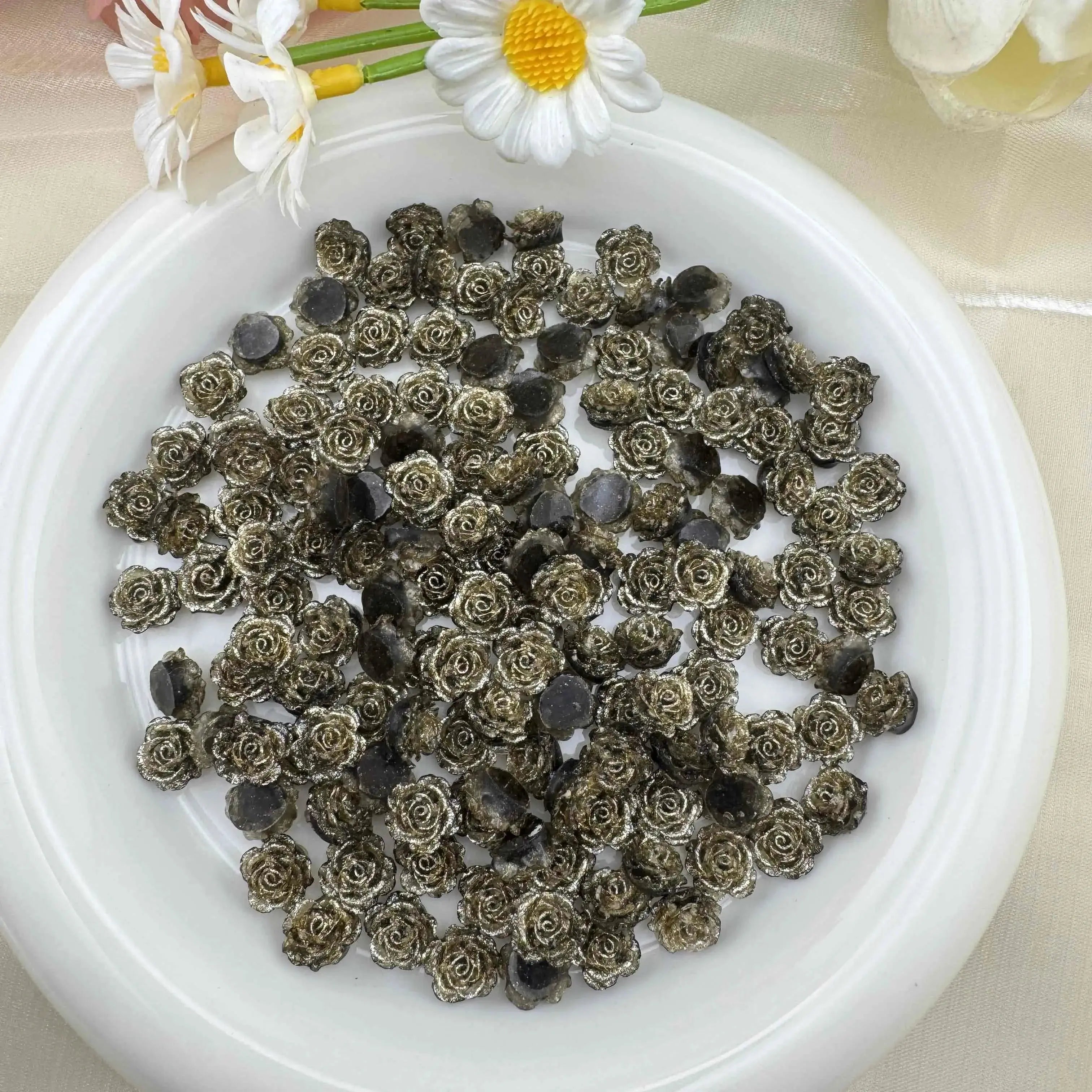 FS6262-10mm Luminous Soft Flower Nail Charms For Making Fancy Beads Or Fancy Beadable Pens Zoe DIY Wholesale