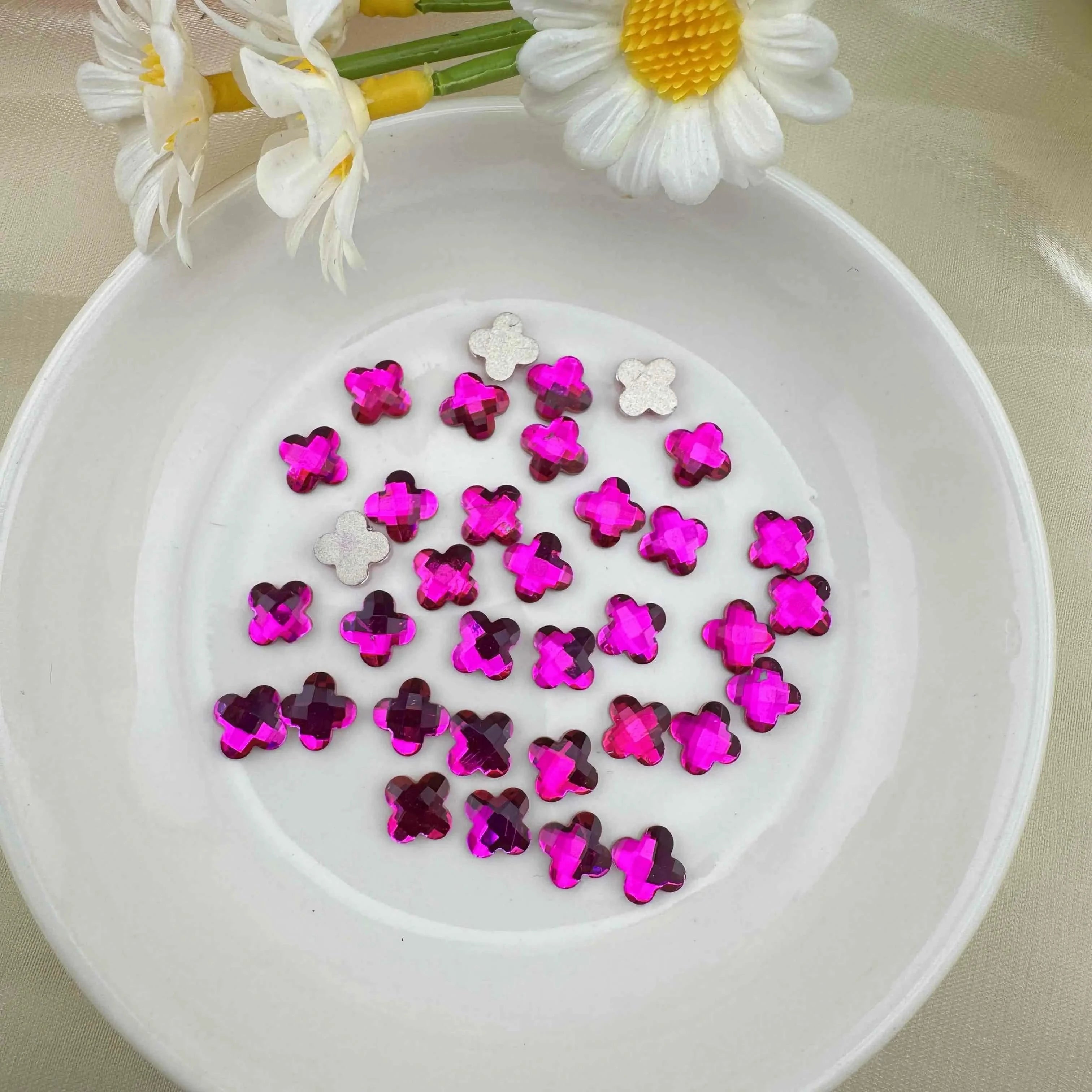 FS6567-6.6mm Glass Crystal Clover Diamond Nail Charms For Making Fancy Beads Or Fancy Beadable Pens For DIY Project Zoe DIY Wholesale