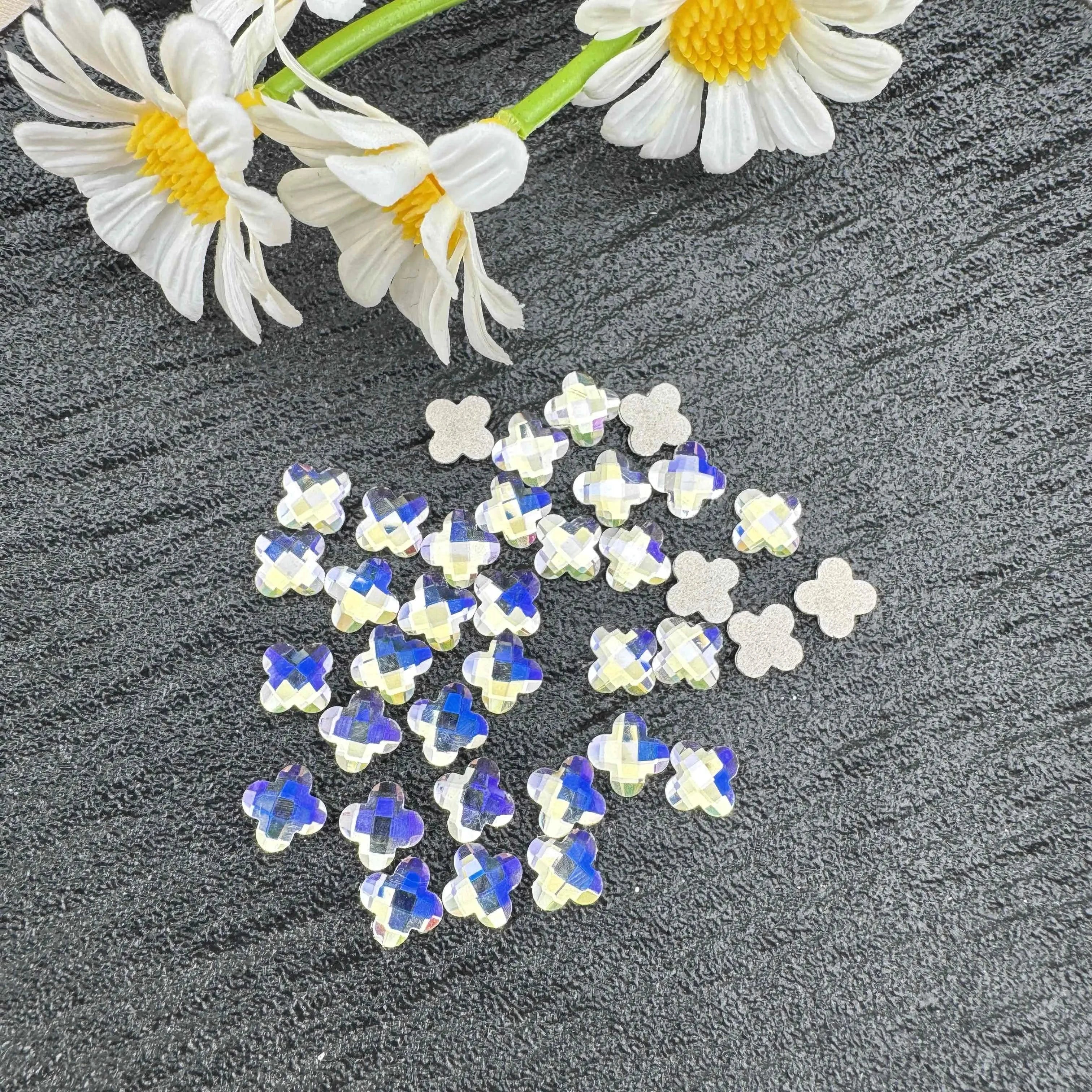 FS6567-6.6mm Glass Crystal Clover Diamond Nail Charms For Making Fancy Beads Or Fancy Beadable Pens For DIY Project Zoe DIY Wholesale