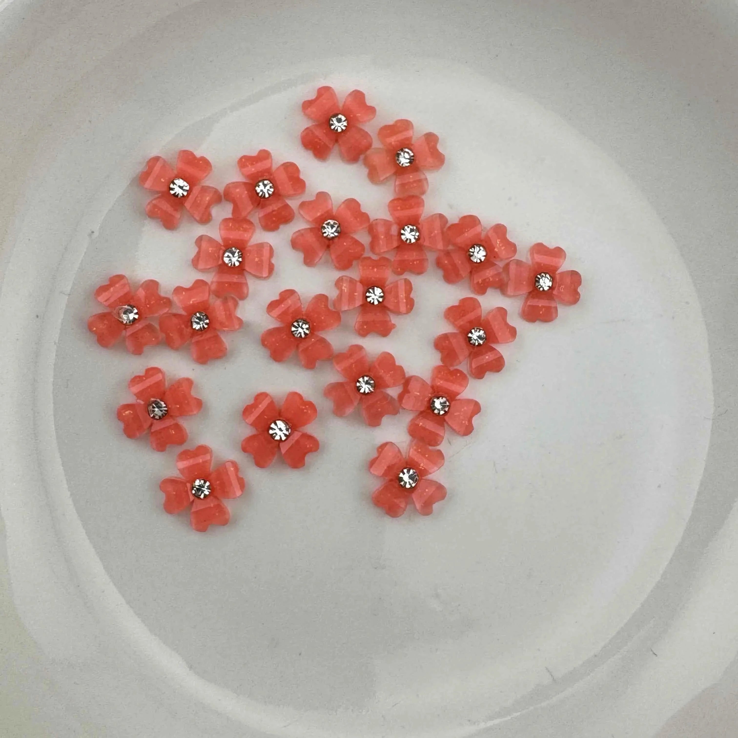 FS5711- 8.3mm Four-Petal Heart Flower Charms With Diamonds Zoe's DIY Shop