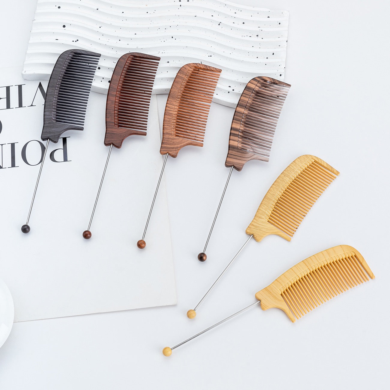 FS6321-19×4cm Wood Grain Beadable Comb Zoe DIY Wholesale