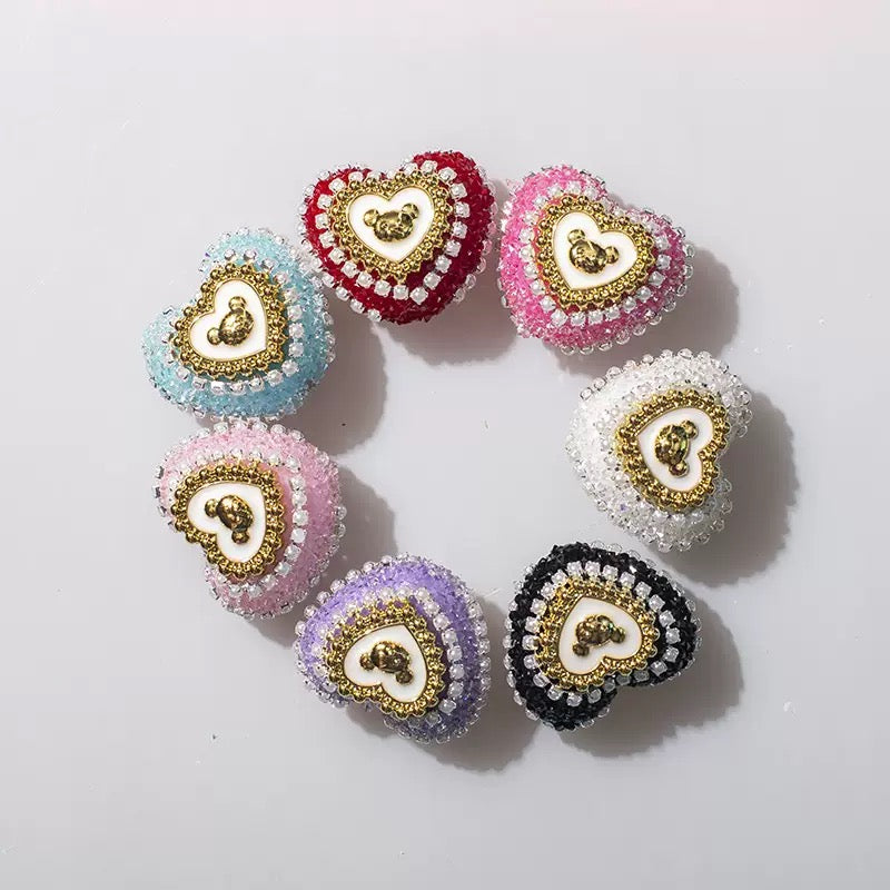FS6809-24.6×27.5mm Bear Heart Sugar Beads Zoe DIY Wholesale
