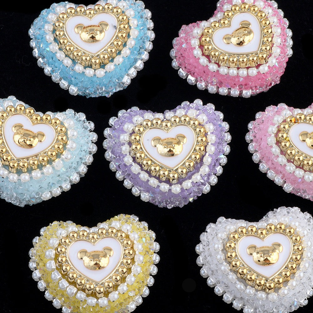 FS6809-24.6×27.5mm Bear Heart Sugar Beads Zoe DIY Wholesale