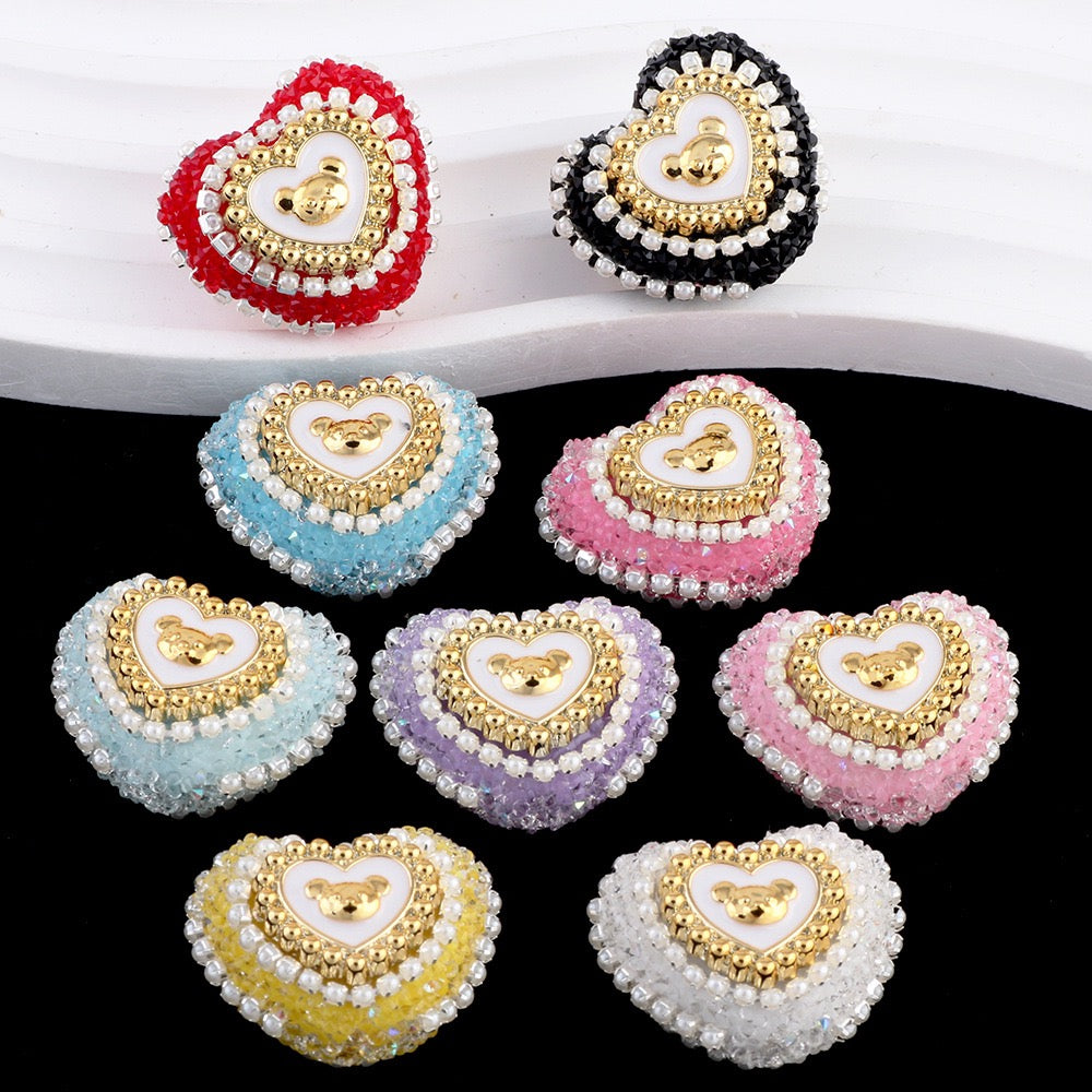 FS6809-24.6×27.5mm Bear Heart Sugar Beads Zoe DIY Wholesale