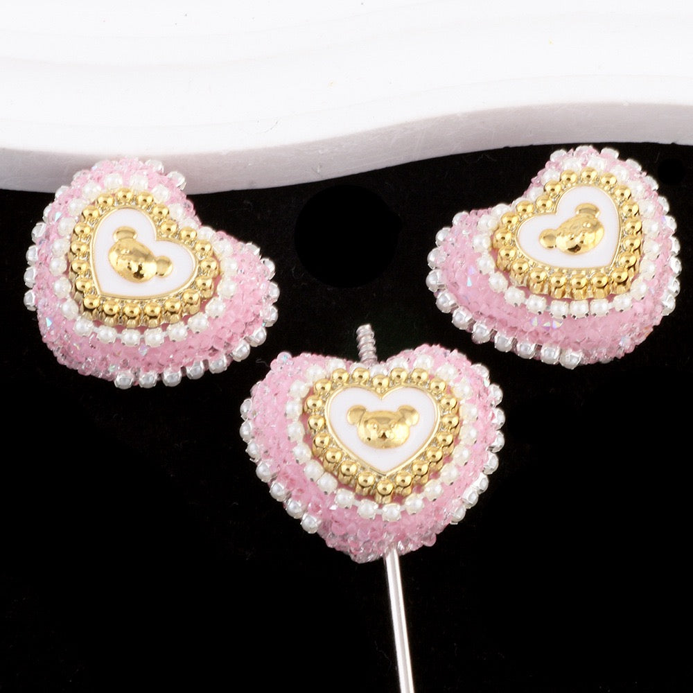 FS6809-24.6×27.5mm Bear Heart Sugar Beads Zoe DIY Wholesale