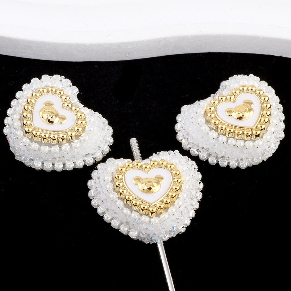 FS6809-24.6×27.5mm Bear Heart Sugar Beads Zoe DIY Wholesale