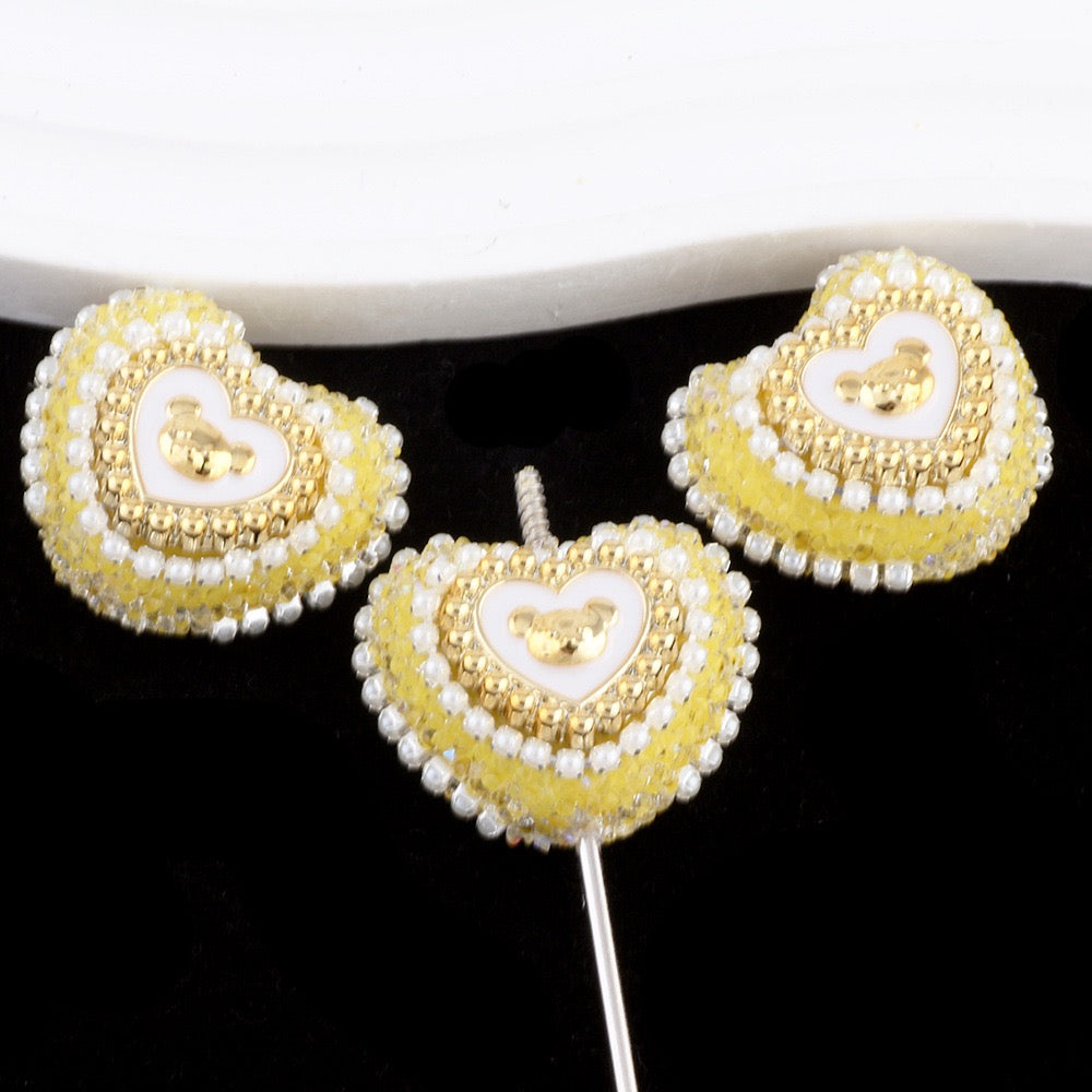 FS6809-24.6×27.5mm Bear Heart Sugar Beads Zoe DIY Wholesale