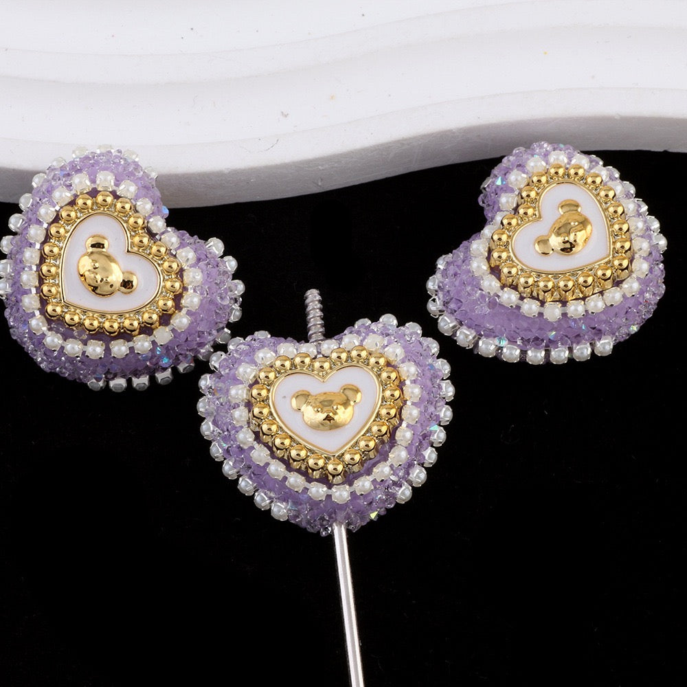 FS6809-24.6×27.5mm Bear Heart Sugar Beads Zoe DIY Wholesale