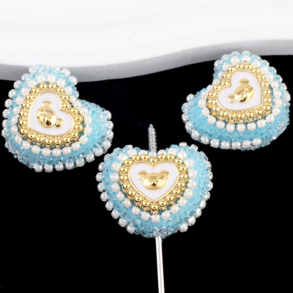 FS6809-24.6×27.5mm Bear Heart Sugar Beads Zoe DIY Wholesale