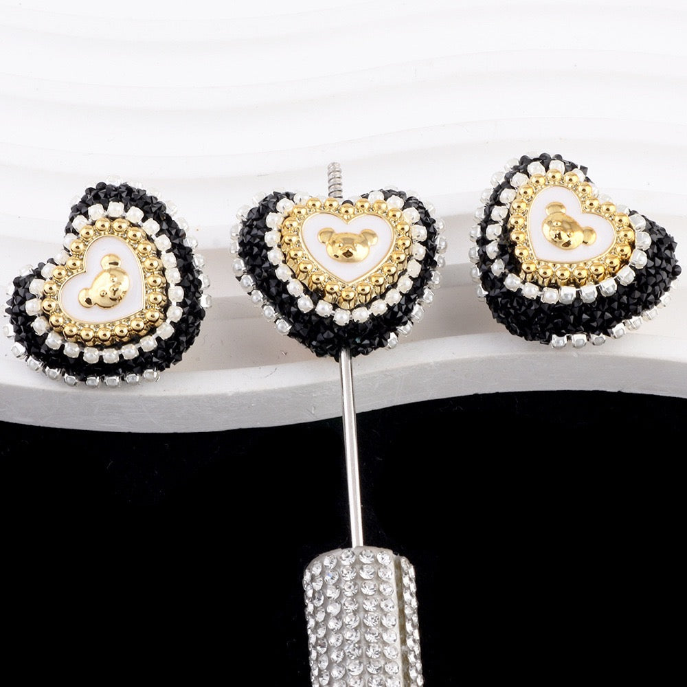 FS6809-24.6×27.5mm Bear Heart Sugar Beads Zoe DIY Wholesale