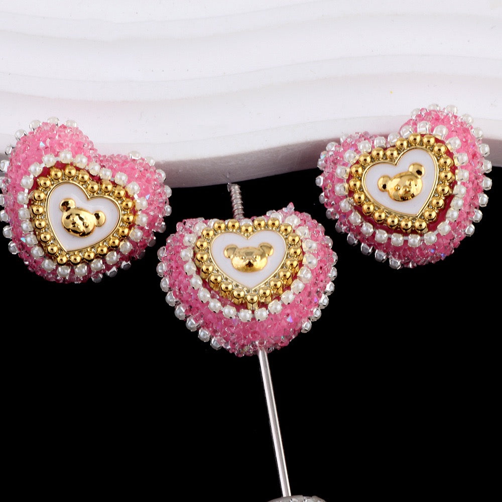 FS6809-24.6×27.5mm Bear Heart Sugar Beads Zoe DIY Wholesale