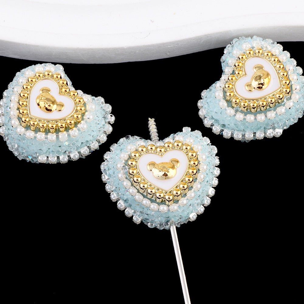 FS6809-24.6×27.5mm Bear Heart Sugar Beads Zoe DIY Wholesale