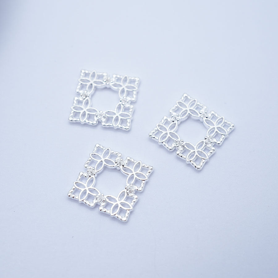 FS3035-10 Pieces Sliver Metal Cube Patch For Making Fancy Beads