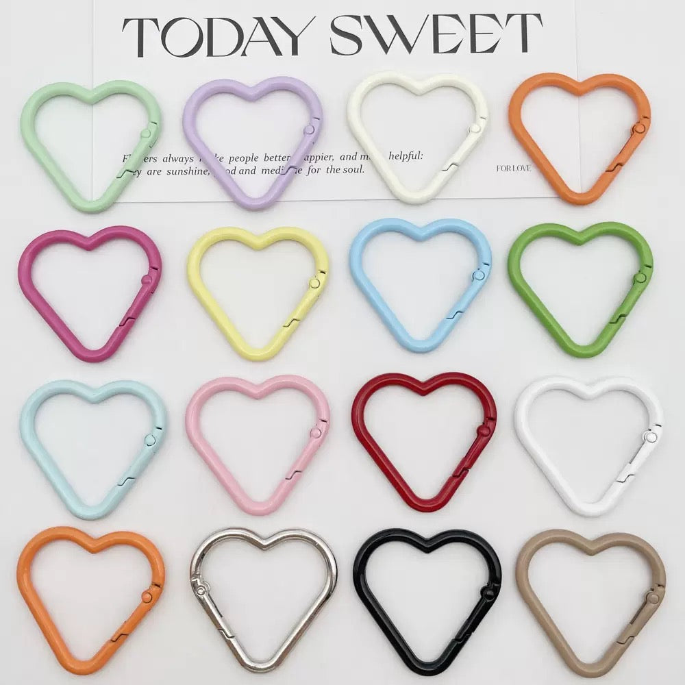 FS1559-42*44mm Random Mixed Color Big heart Keychain Ring Zoe's DIY Shop
