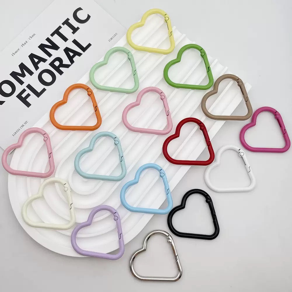 FS1559-42*44mm Random Mixed Color Big heart Keychain Ring Zoe's DIY Shop