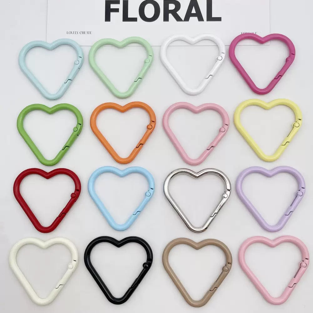FS1559-42*44mm Random Mixed Color Big heart Keychain Ring Zoe's DIY Shop