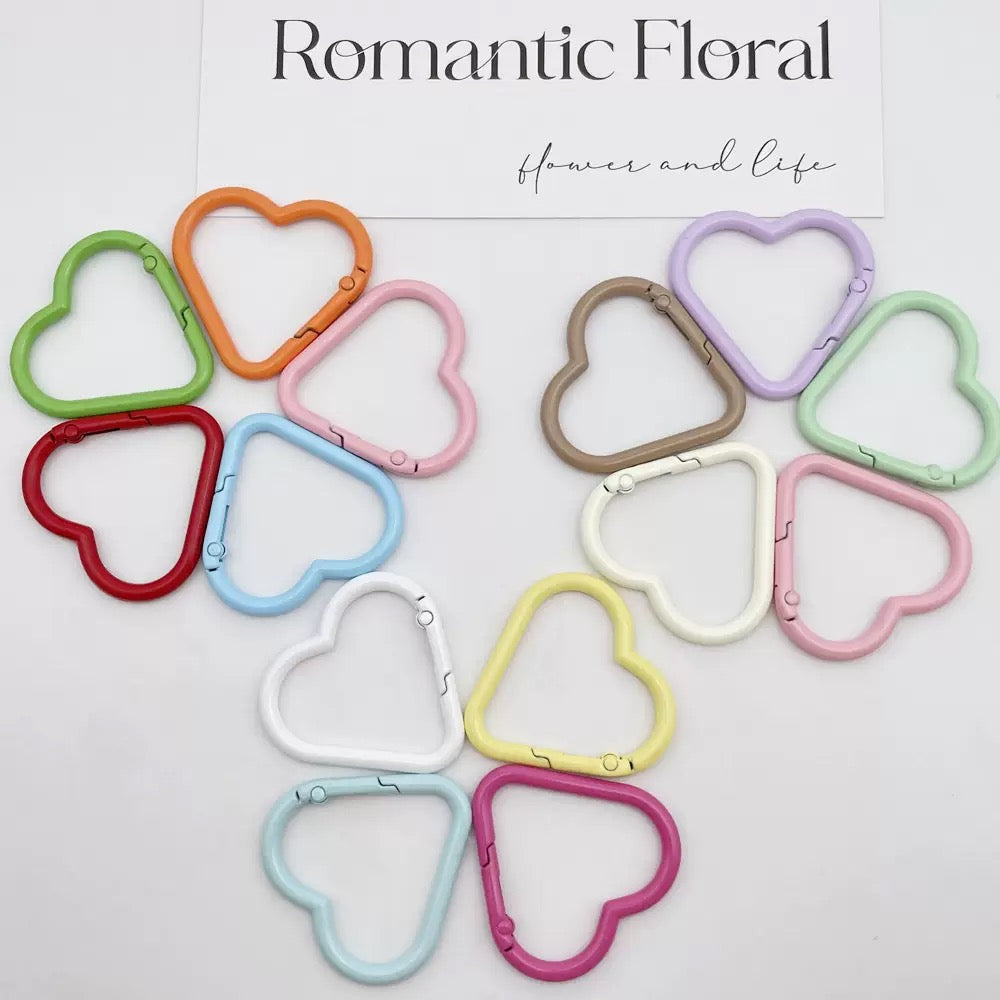 FS1559-42*44mm Random Mixed Color Big heart Keychain Ring Zoe's DIY Shop