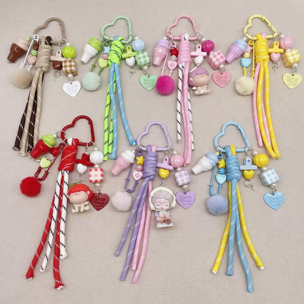 FS1559-42*44mm Random Mixed Color Big heart Keychain Ring Zoe's DIY Shop